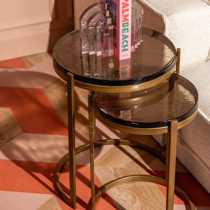 Cleo Gold & Glass Side Tables (Set of 2) by Richmond Interiors