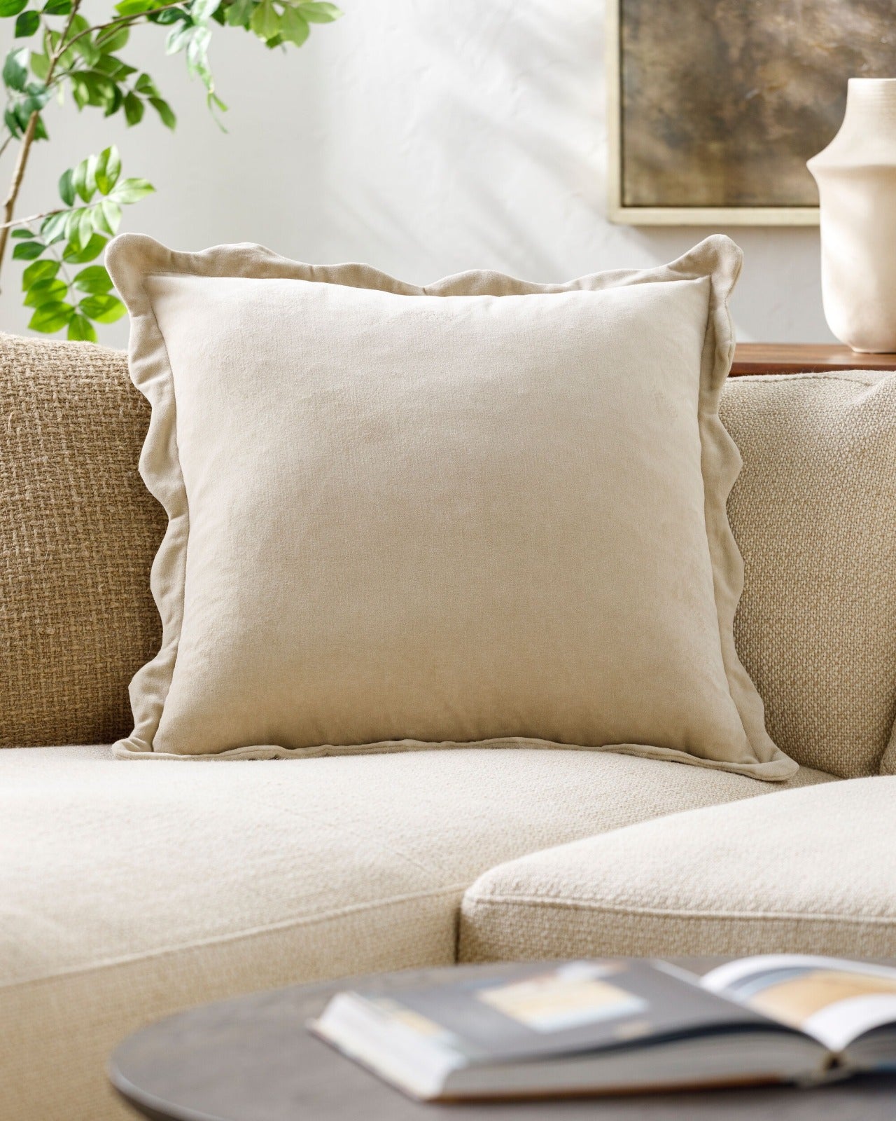 Effervescent Woven Cushion in Oatmeal by Keiichi
