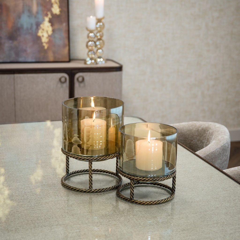 Willox Brown Oak & Beige Linen Glass Top Dining Table - 235cm by Richmond Interiors