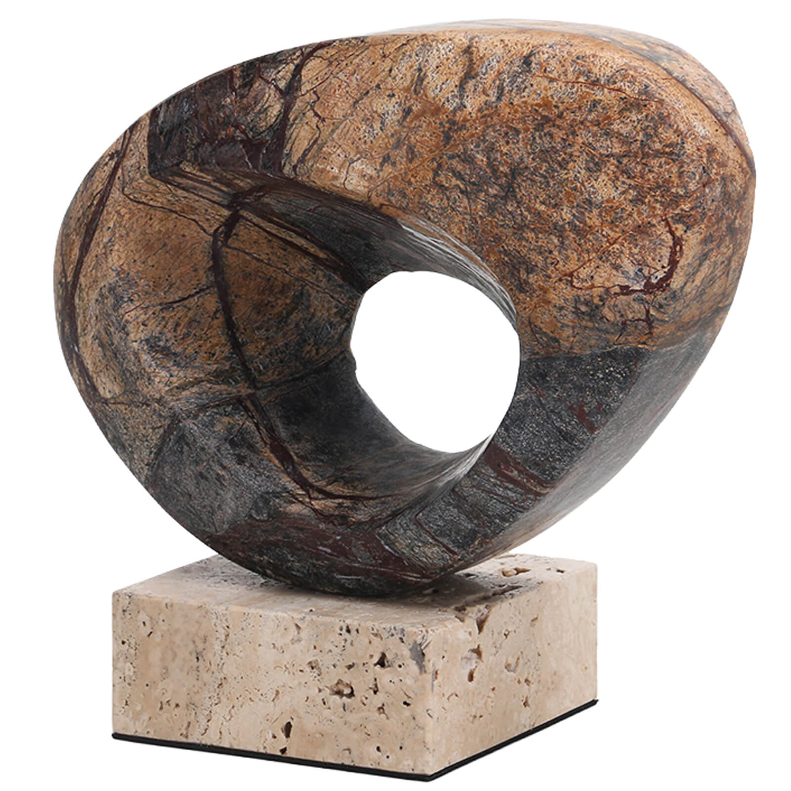 Geometric Sculpture in Coffee Marble by Keiichi