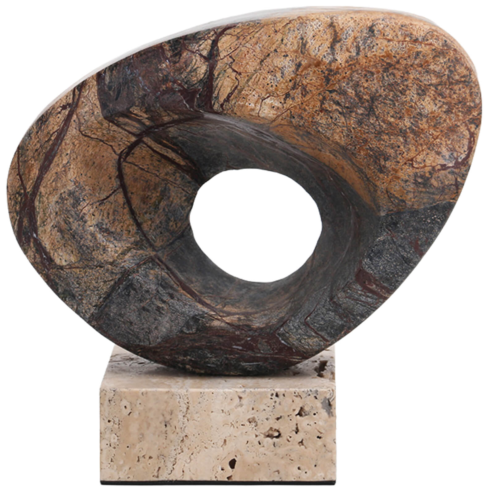Geometric Sculpture in Coffee Marble by Keiichi