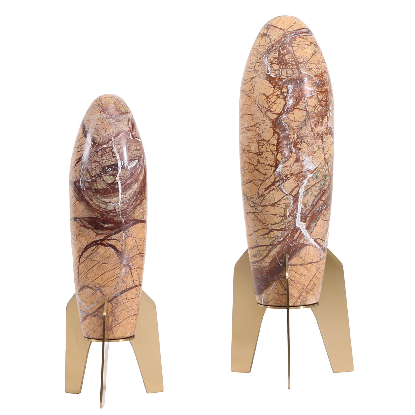 Rocket Sculpture in Brown Marble - Small by Keiichi