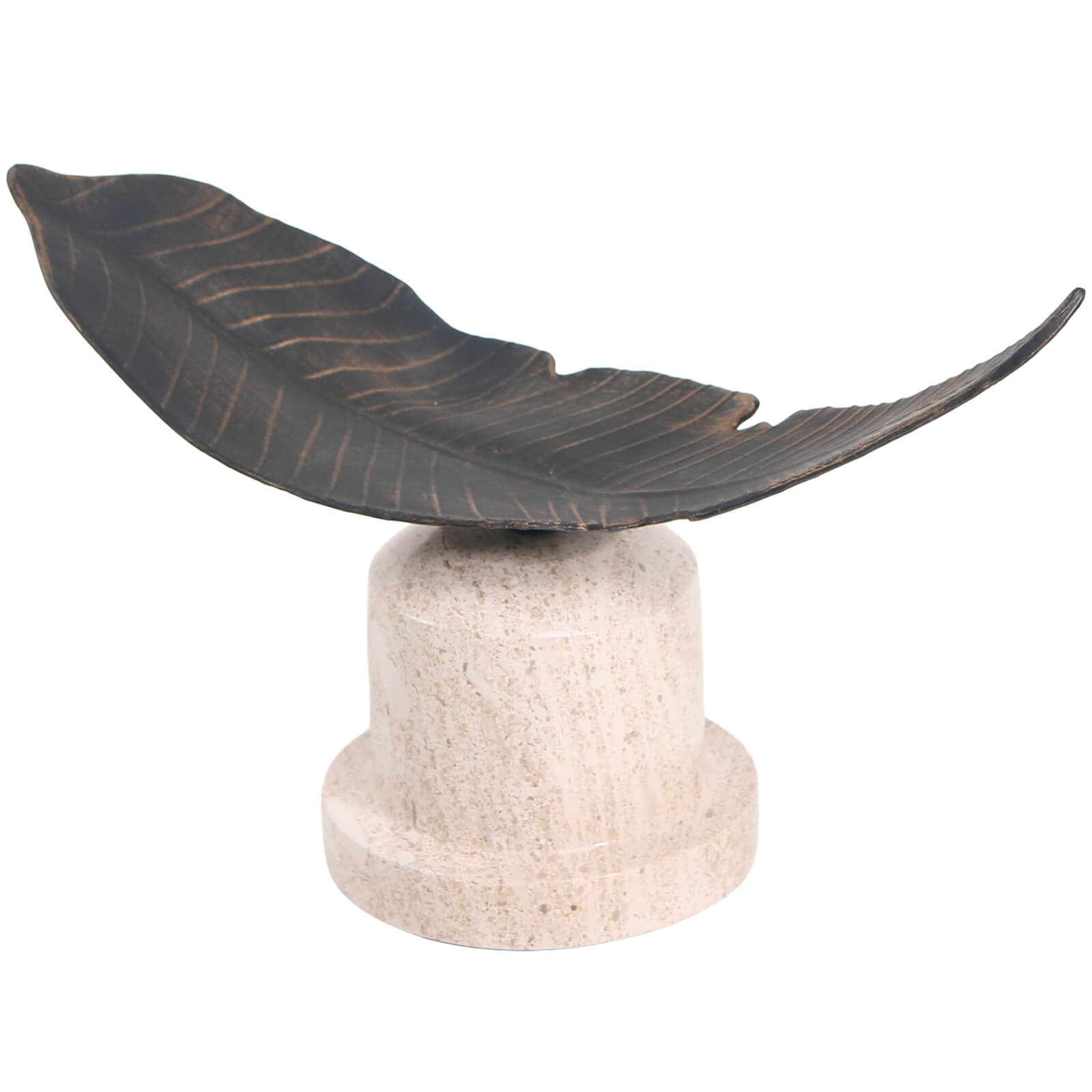 Leaf Ornament on Marble Base by Keiichi