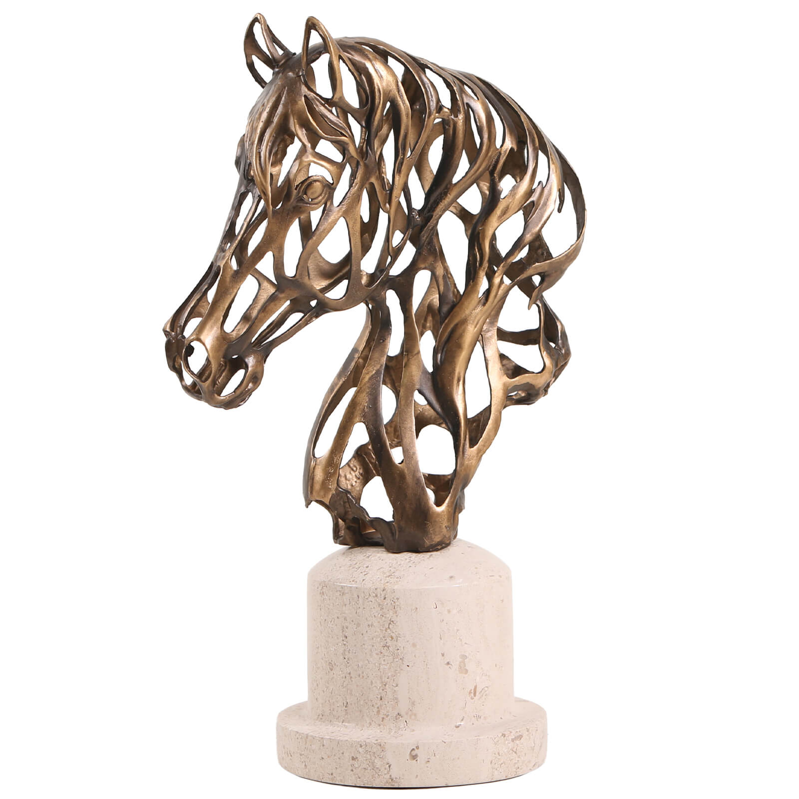 Horse Head Sculpture in Gold by Keiichi
