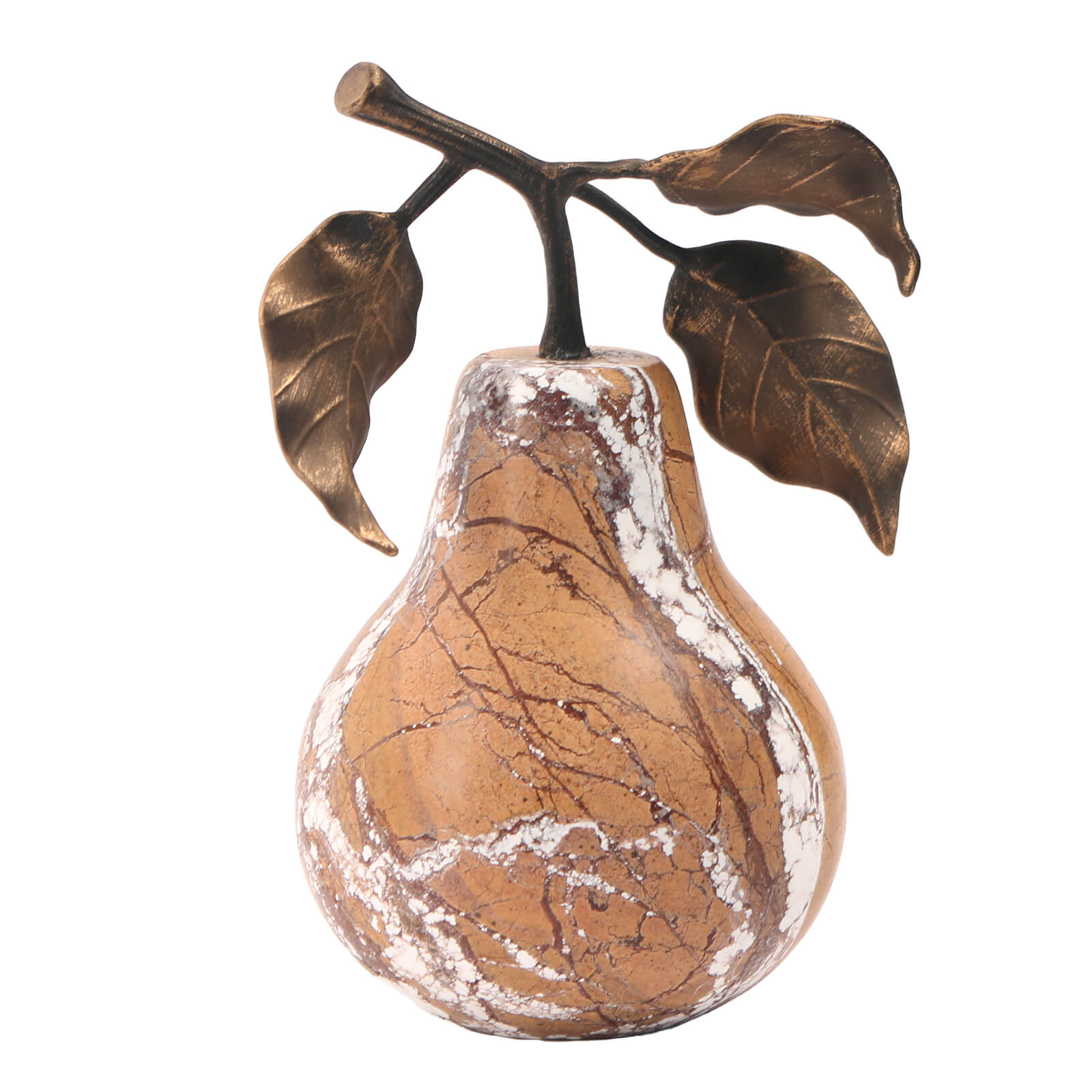 Pear Ornament in Golden Bronze Marble by Keiichi
