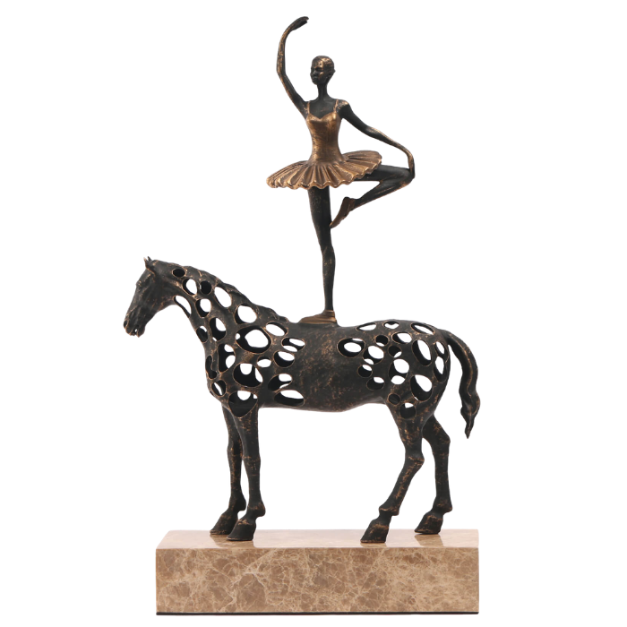 Dancing Balance Sculpture in Dark Bronze by Keiichi