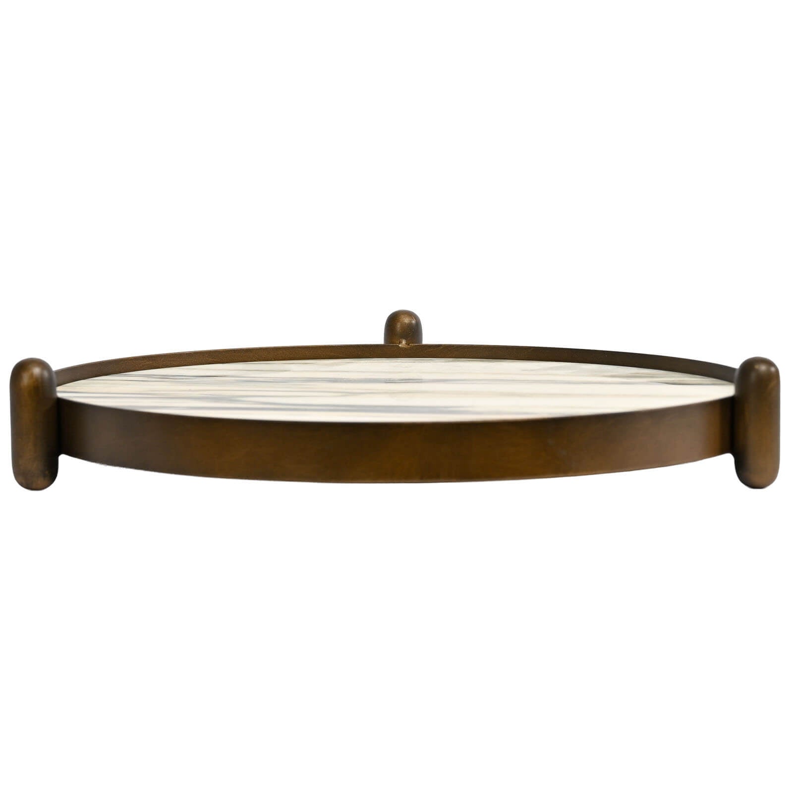 Metal Framed Round Tray in Landscape Marble by Keiichi
