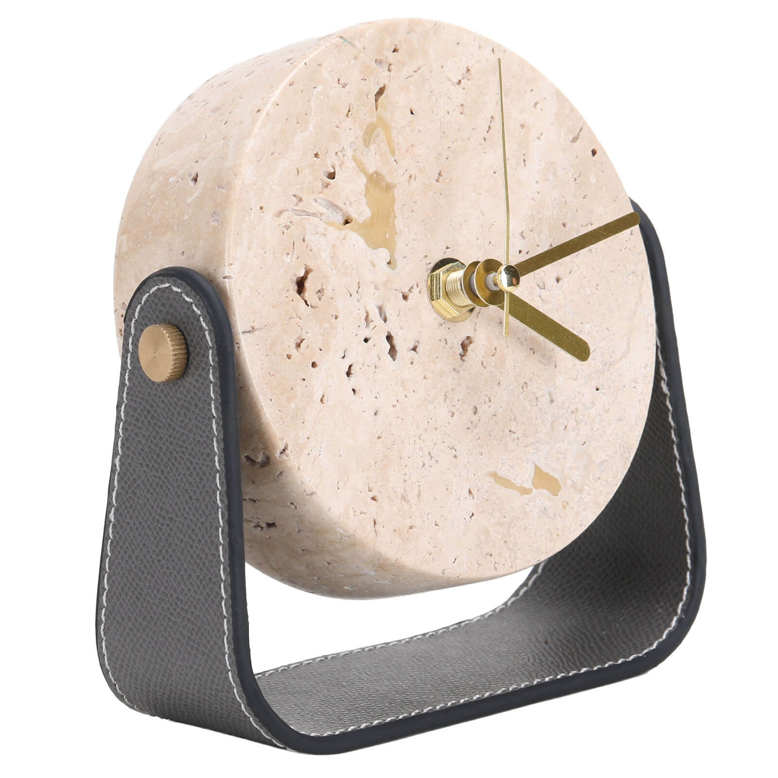 Desktop Clock in Beige Stone by Keiichi