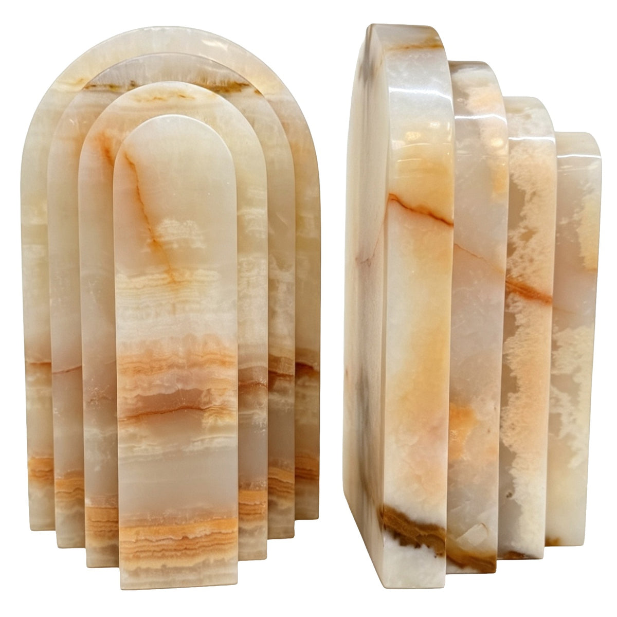 Osmond Bookends in White Jade Marble Keiichi