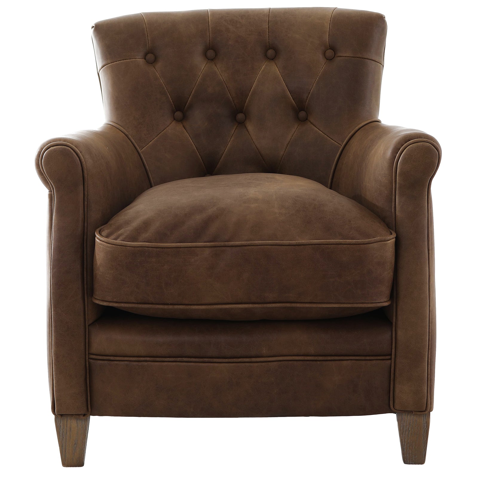 Oxford Club Chair in Chocolate Leather by Keiichi