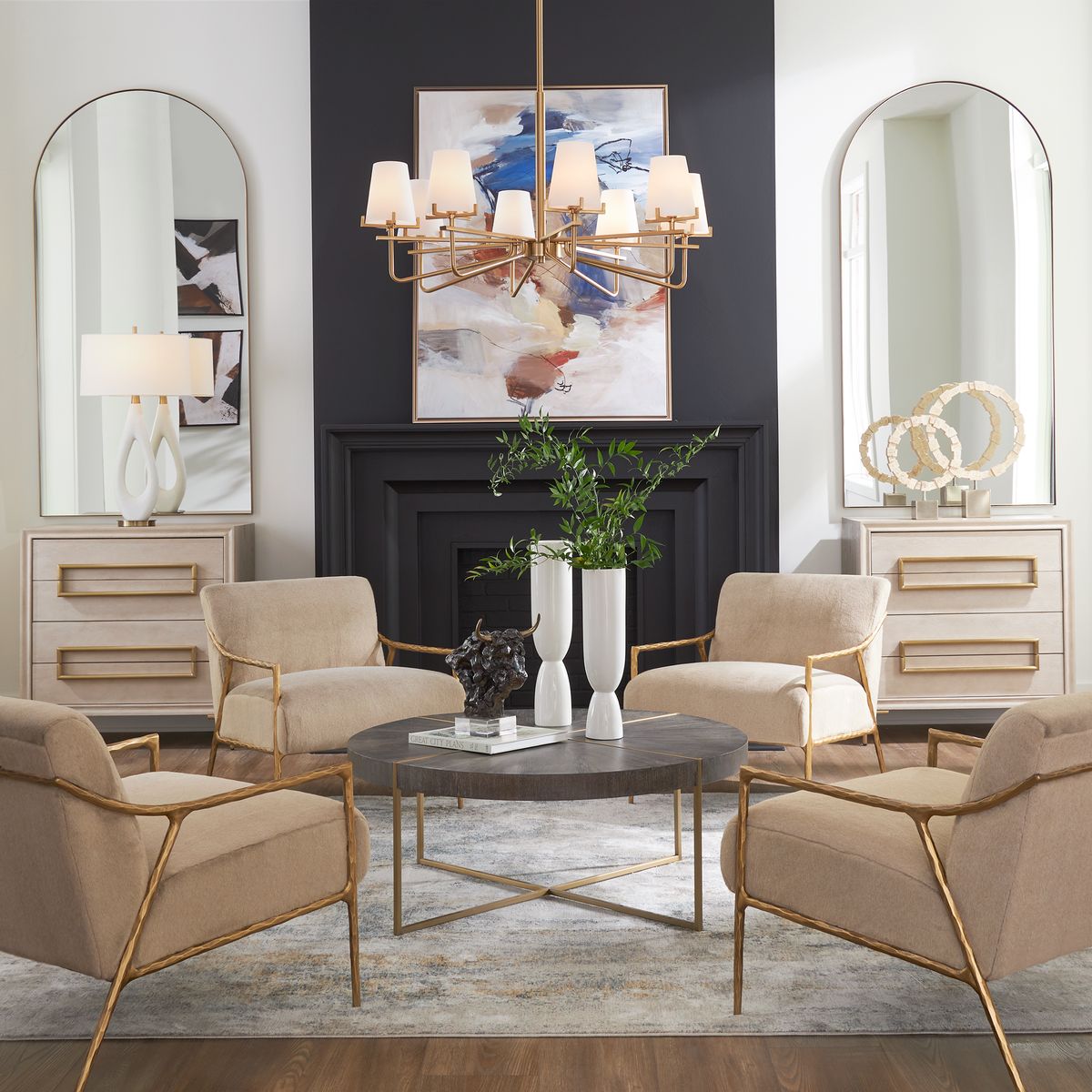 Crosley Antique Brass Arch Mirror by Uttermost