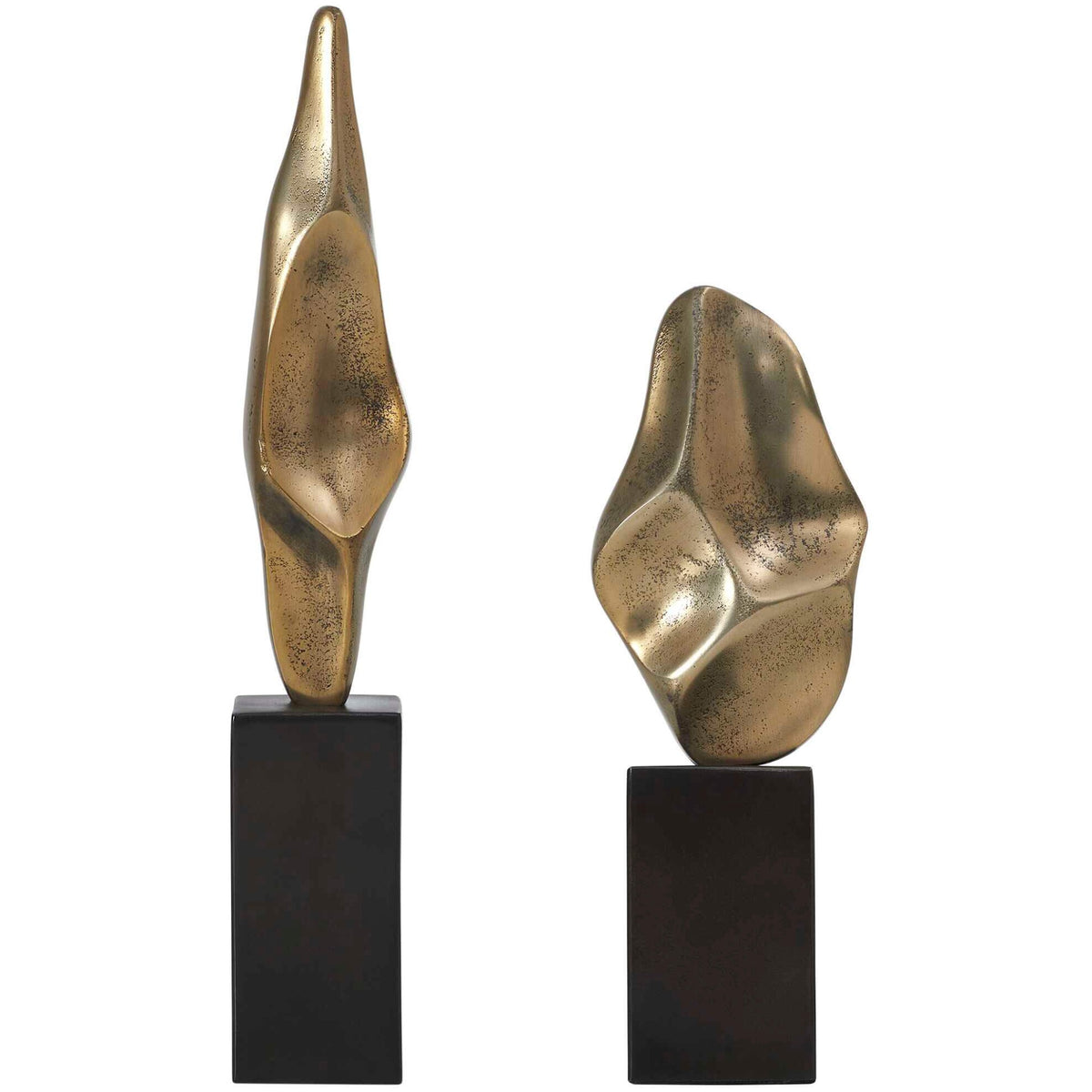 Fluid Geometry Gold Sculptures, Set of 2 Uttermost