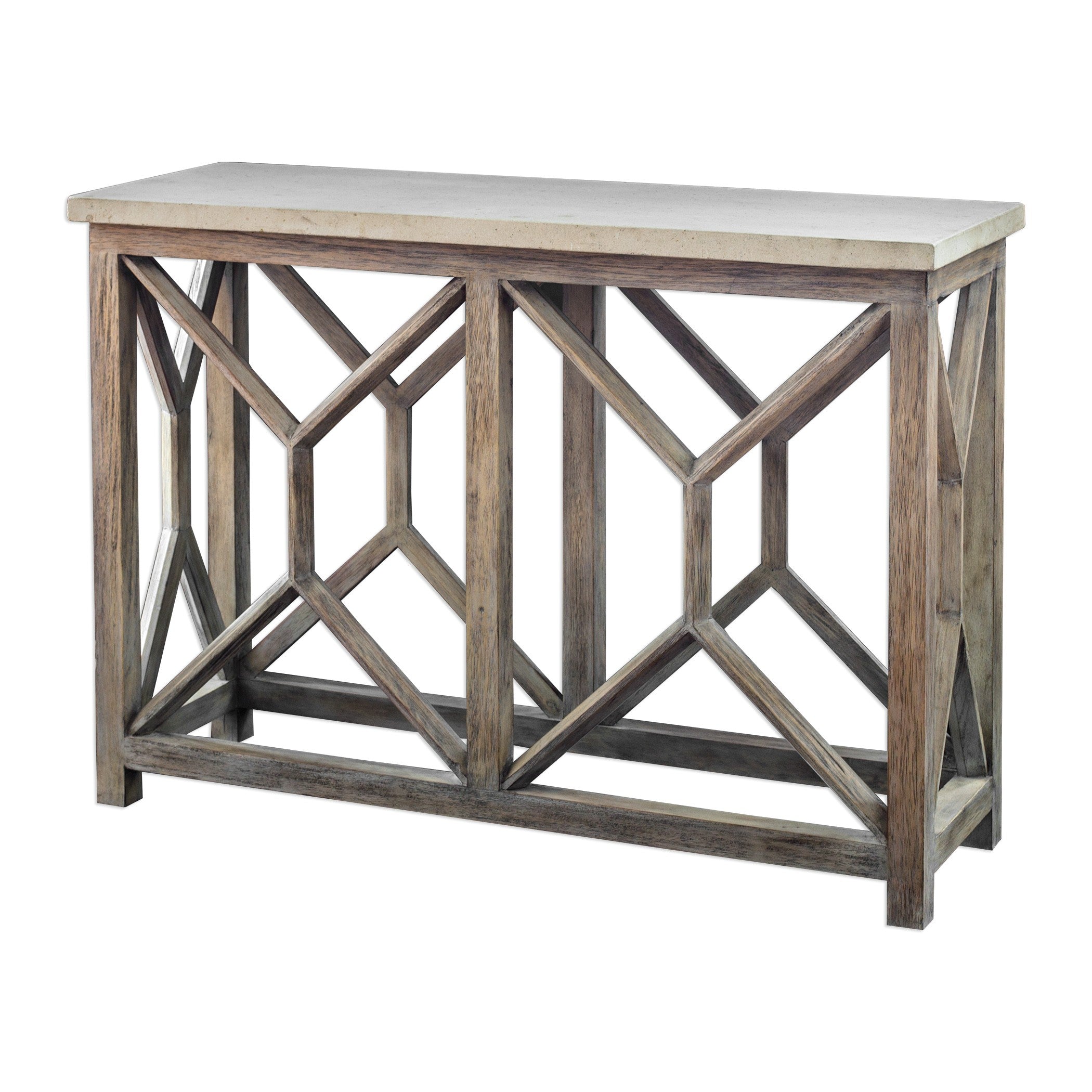 Catali Ivory Stone Console Table by Uttermost