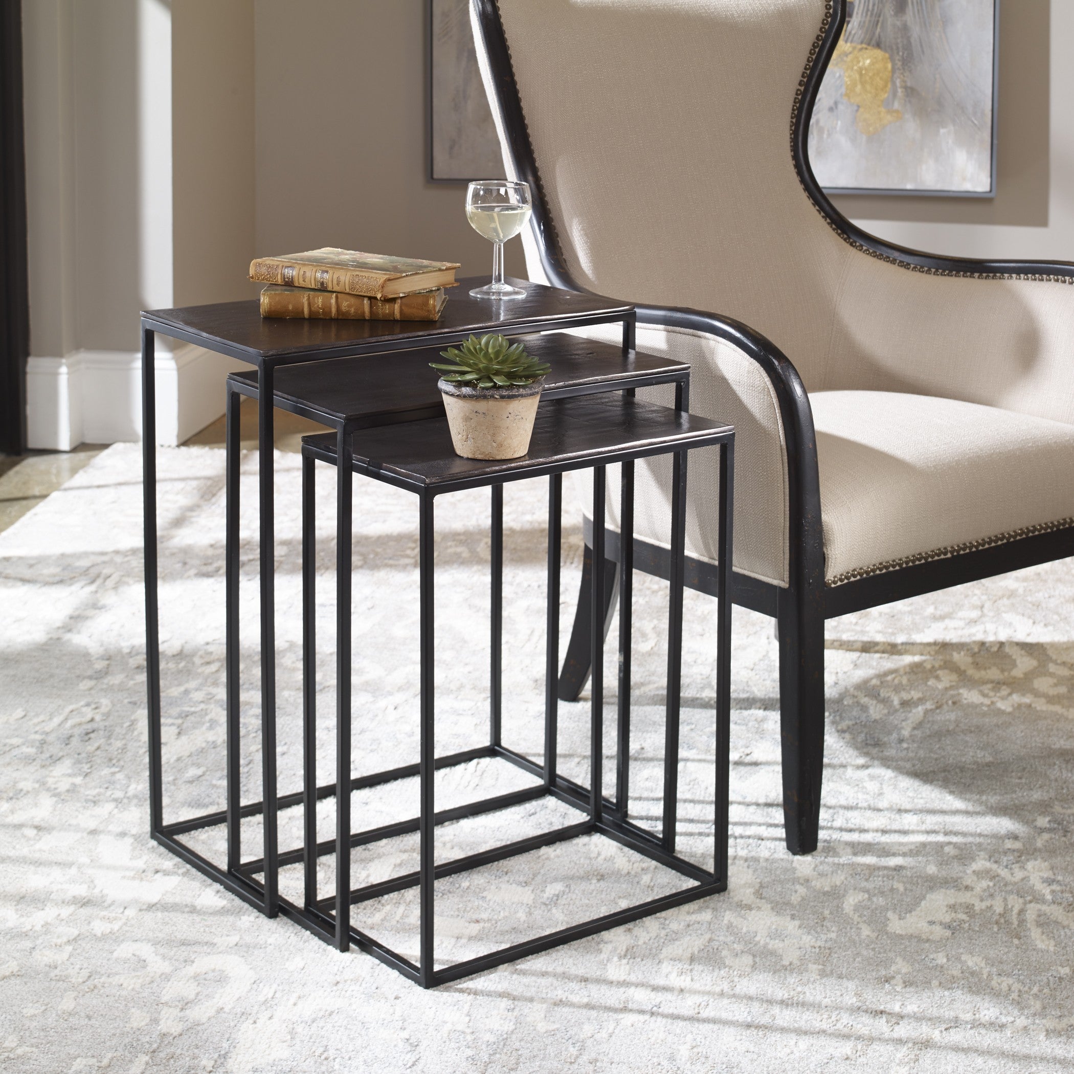 Coreene Iron Nesting Tables - Set of 3 by Uttermost