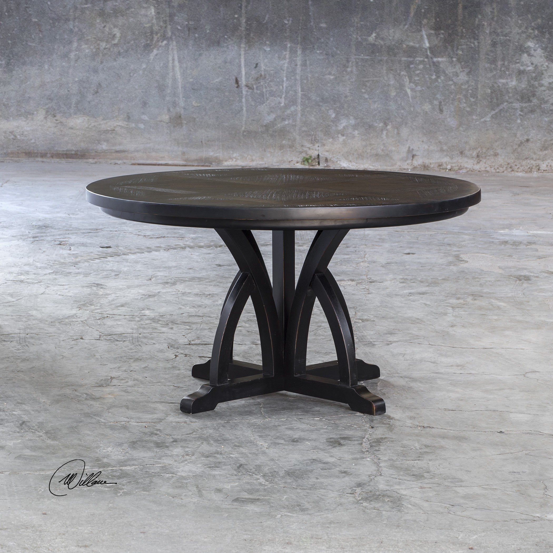 Maiva Round Black Dining Table by Uttermost