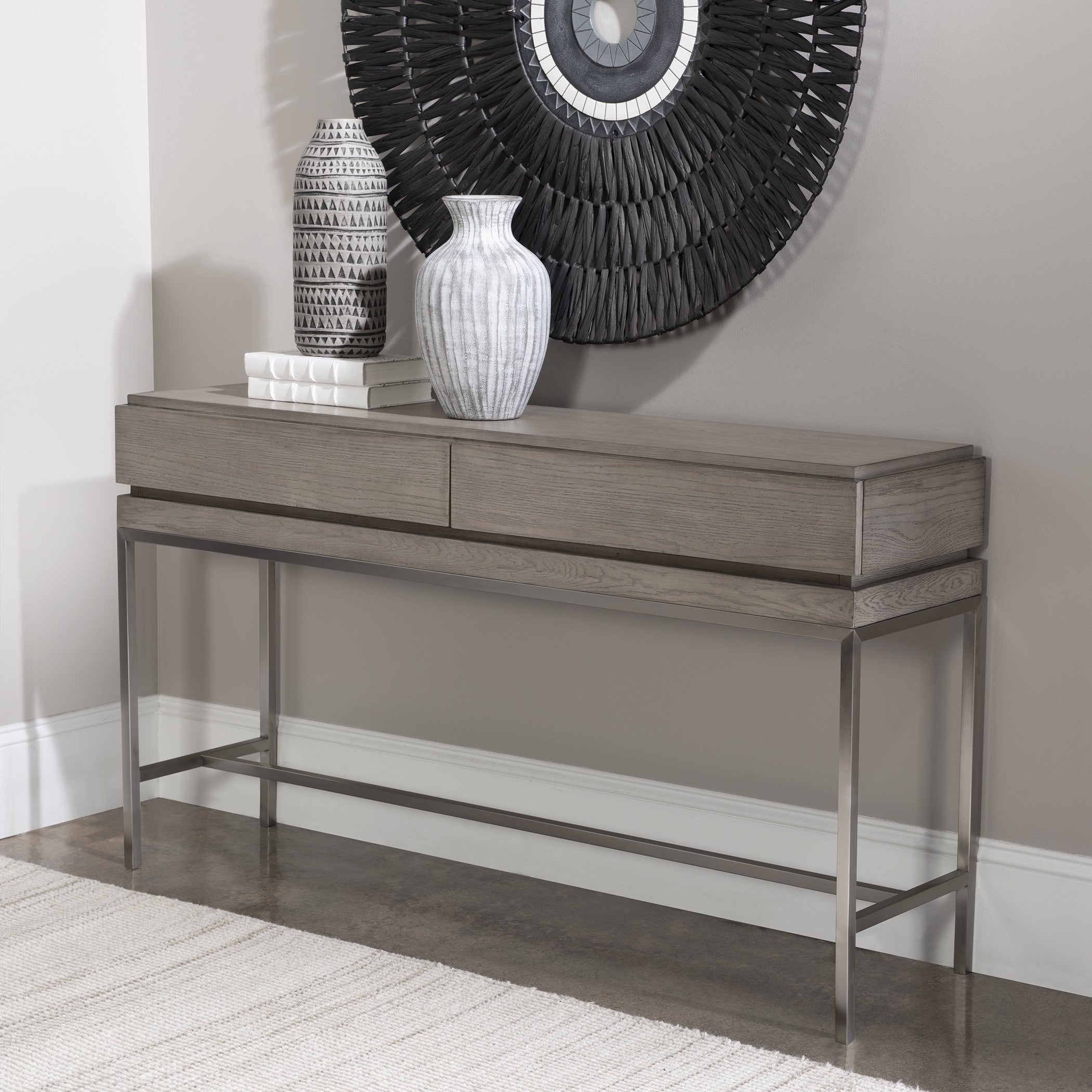Kamala Gray Oak Console Table by Uttermost