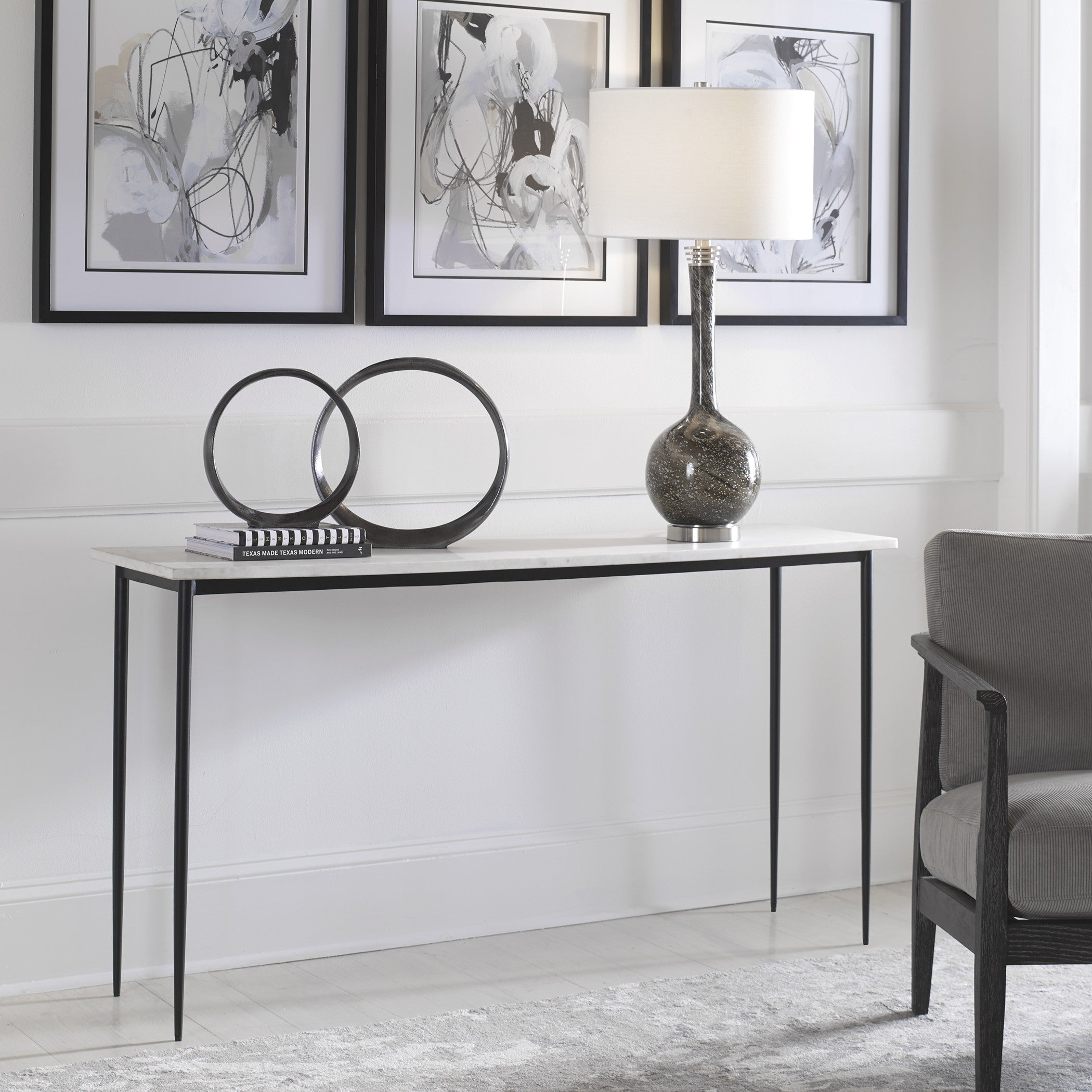Nightfall White Marble Console Table by Uttermost
