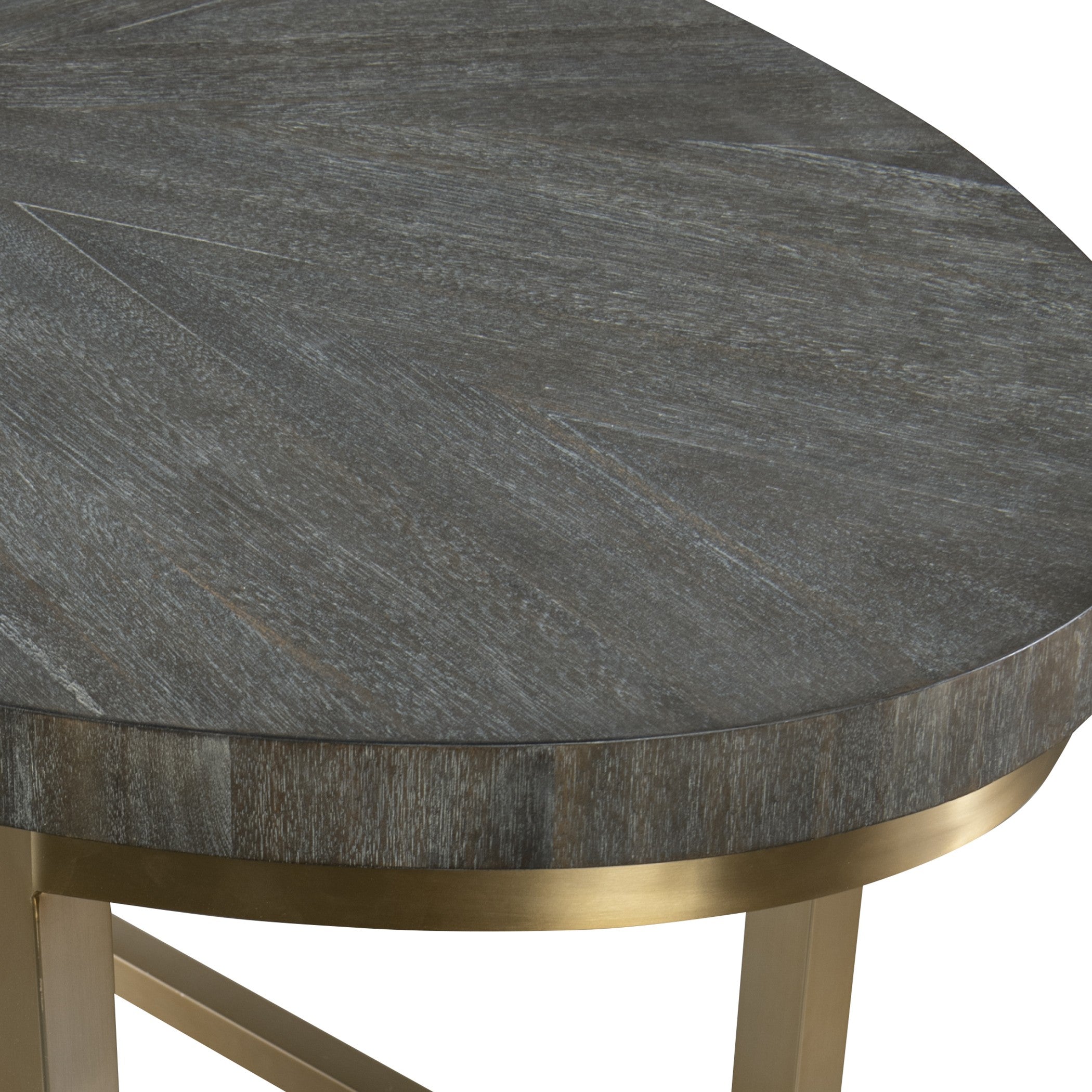 Taja Oval Writing Desk in Dark Walnut and Brushed Brass by Uttermost