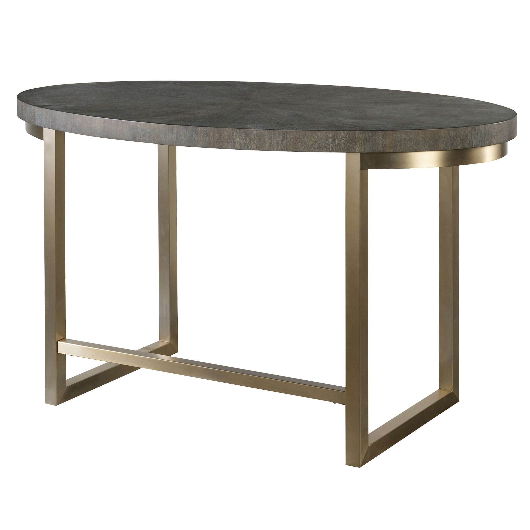Taja Oval Writing Desk in Dark Walnut and Brushed Brass by Uttermost