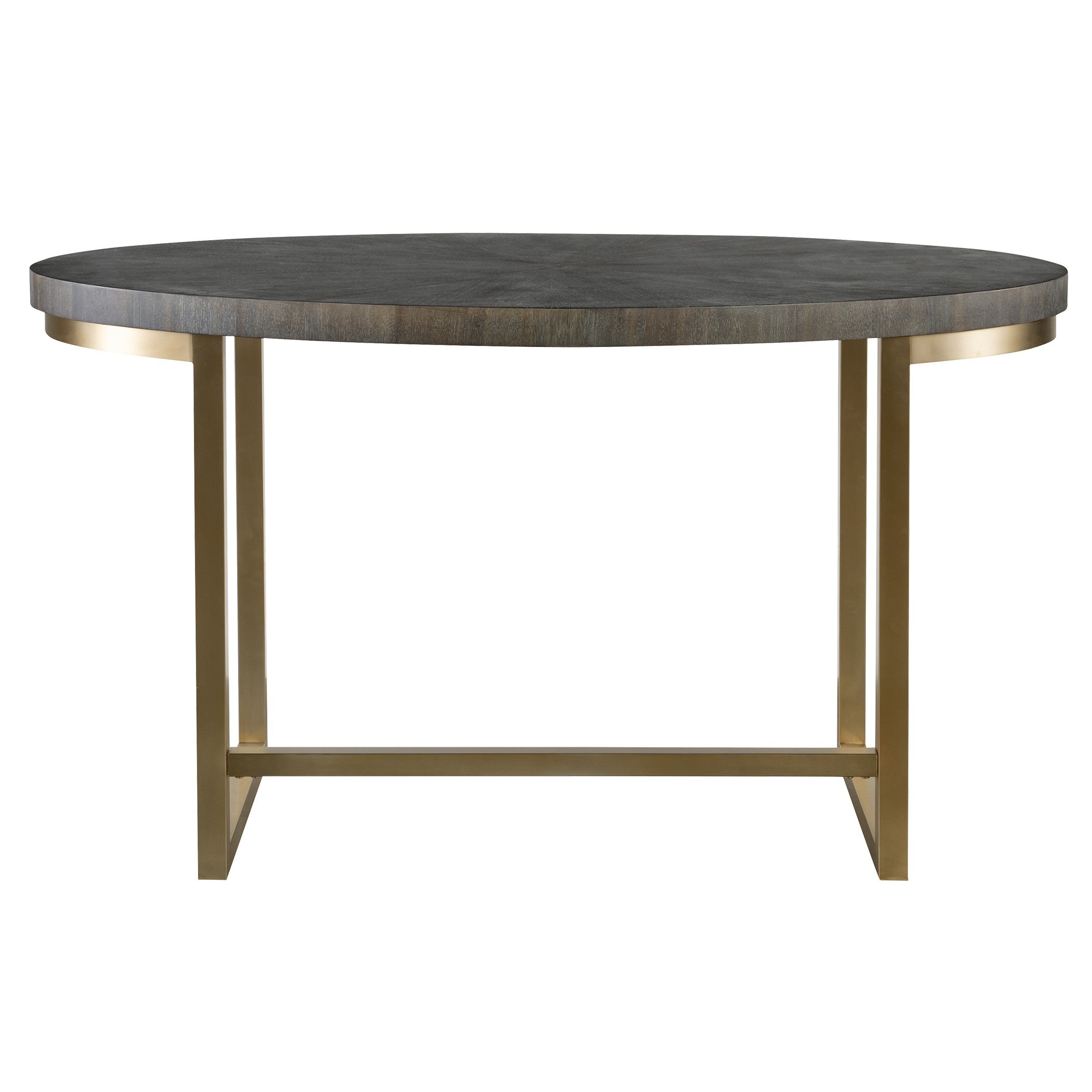 Taja Oval Writing Desk in Dark Walnut and Brushed Brass by Uttermost