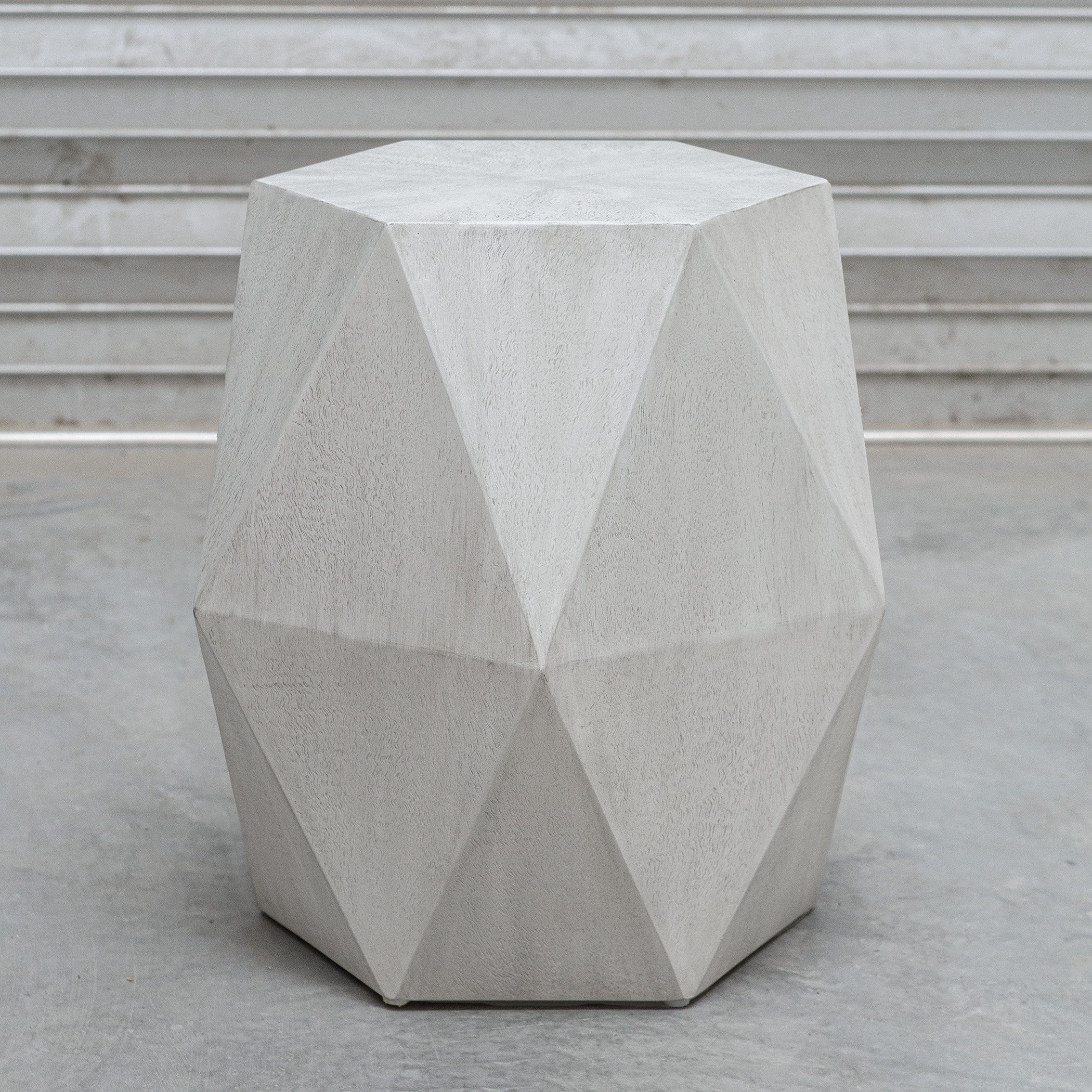 Volker White Geometric Accent Table by Uttermost