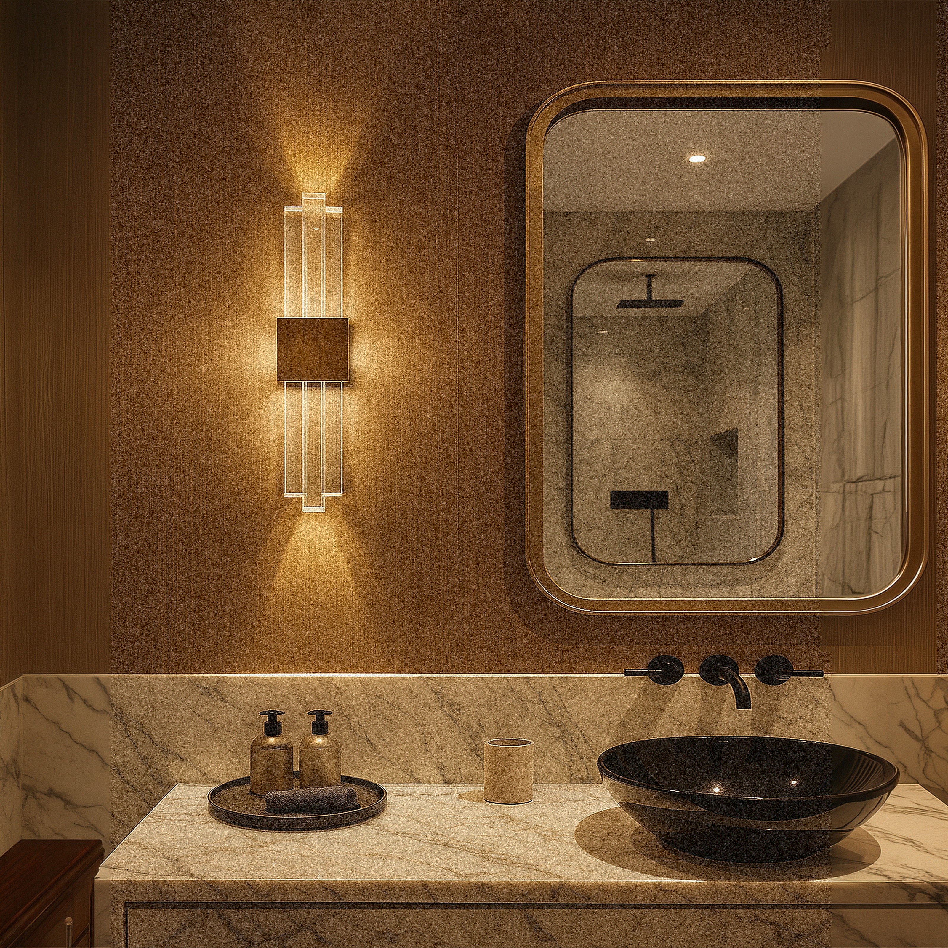 Bravura Brushed Brass Wall Light with Acrylic Light Shade by Liang & Eimil