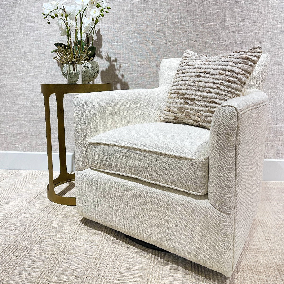 Paxford Swivel Chair in Off-White by Keiichi
