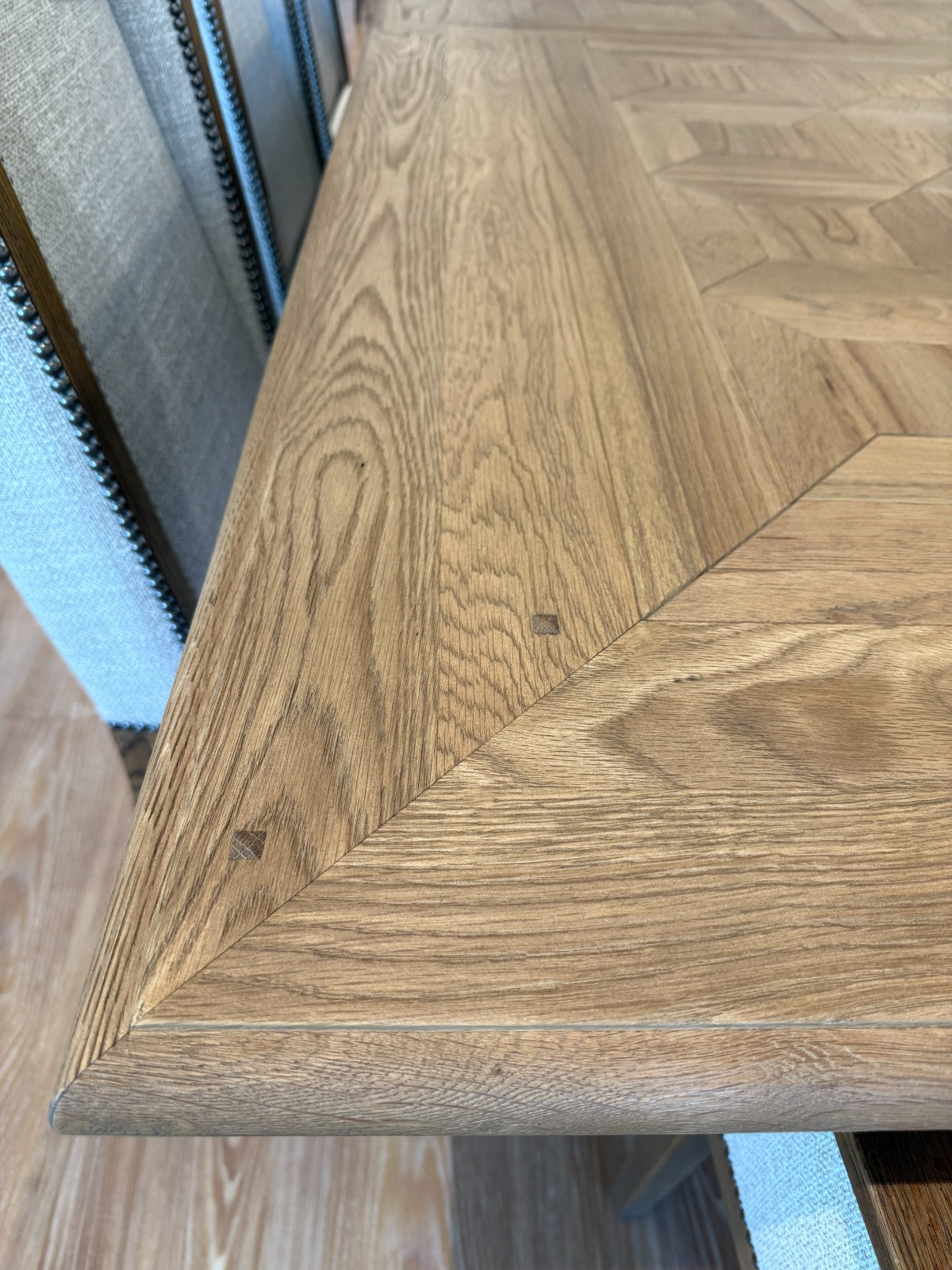 Bath Extending Oak Parquet Top Dining Table by Keiichi
