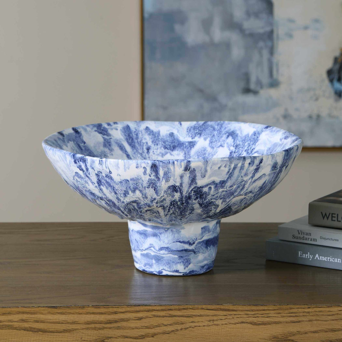Indigo Marble Pedestal Bowl Uttermost