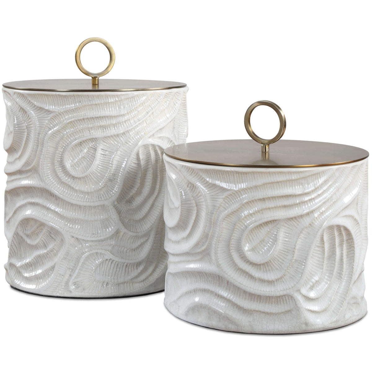 Ivory Tide Canisters, Set of 2 Uttermost