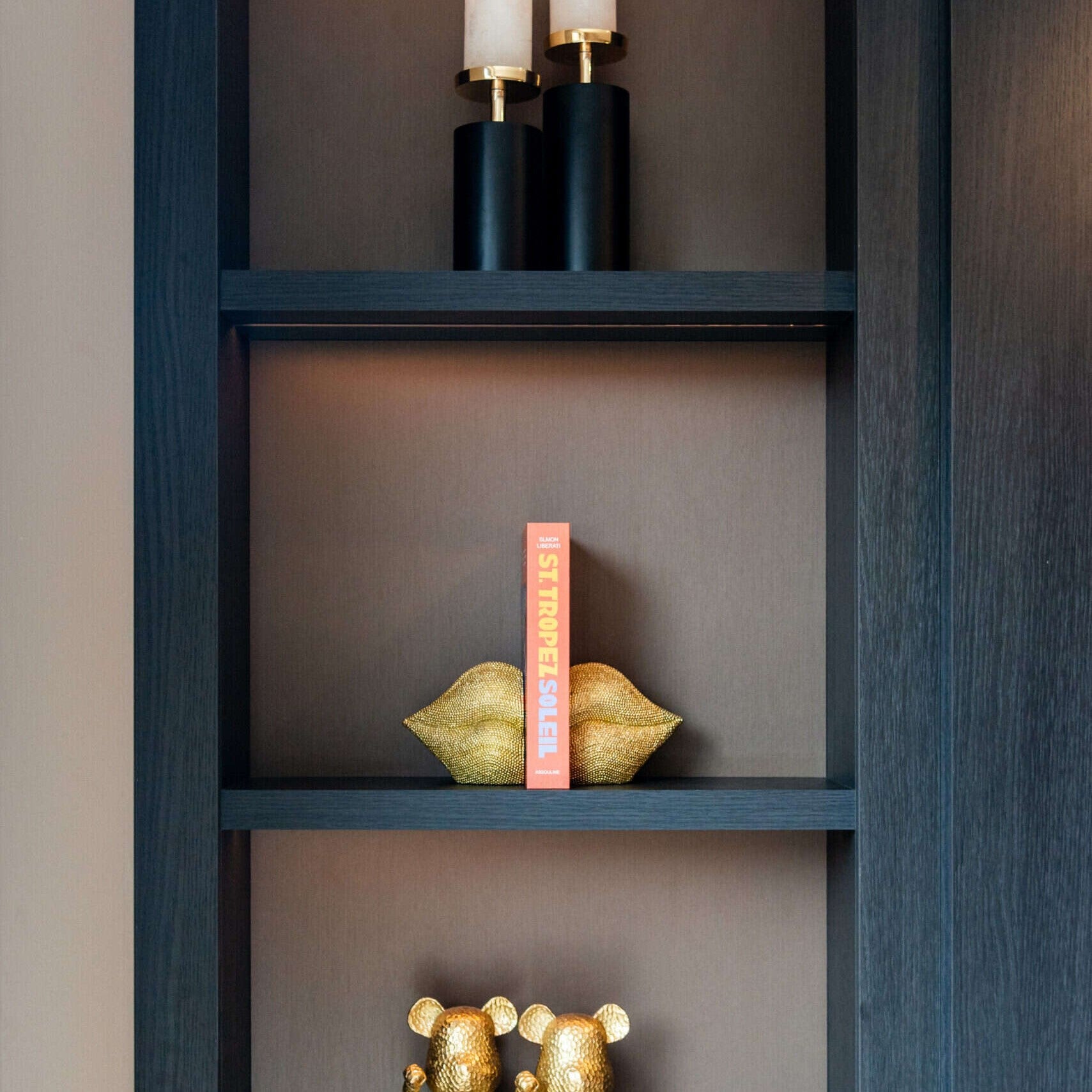 Kiss Gold Lips Bookstands by Richmond Interiors