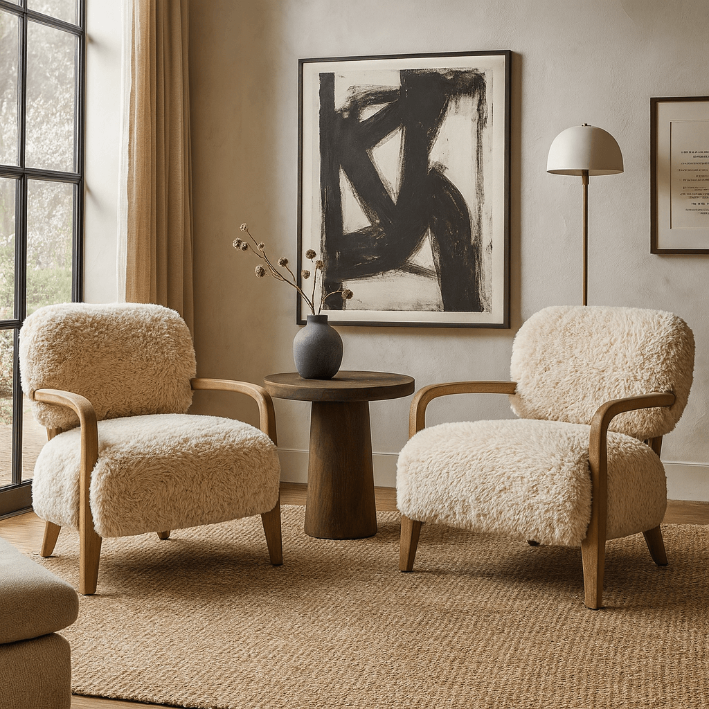 Baaarb Accent Chair in Faux Sheepskin Keiichi