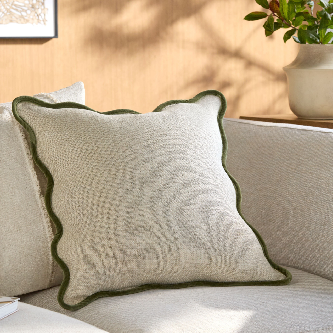 Caliza Woven Cushion in Moss by Keiichi