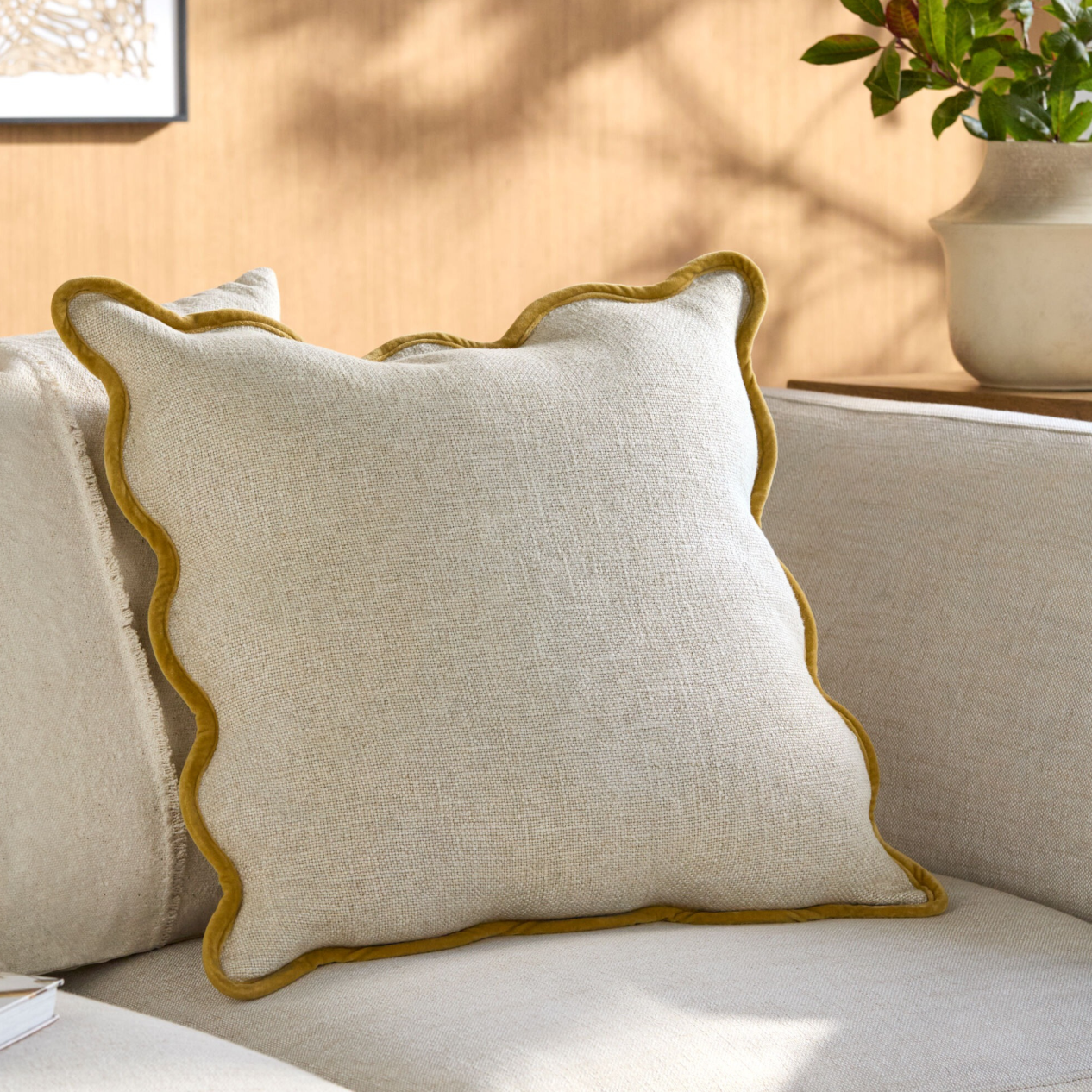 Caliza Woven Cushion in Mustard by Keiichi