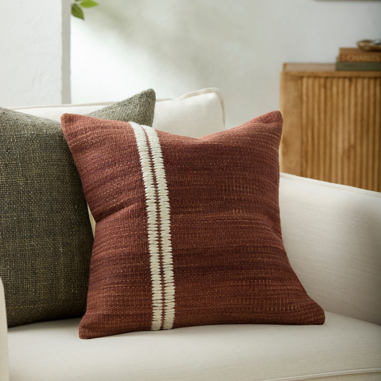 Jundah Woven Cushion in Warm Red by Keiichi