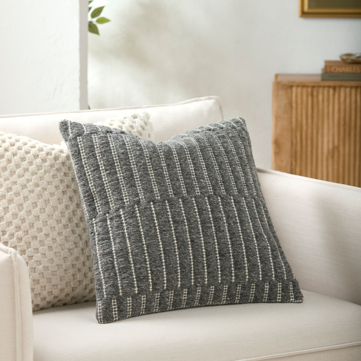 Marzano Hand Woven Cushion in Charcoal by Keiichi
