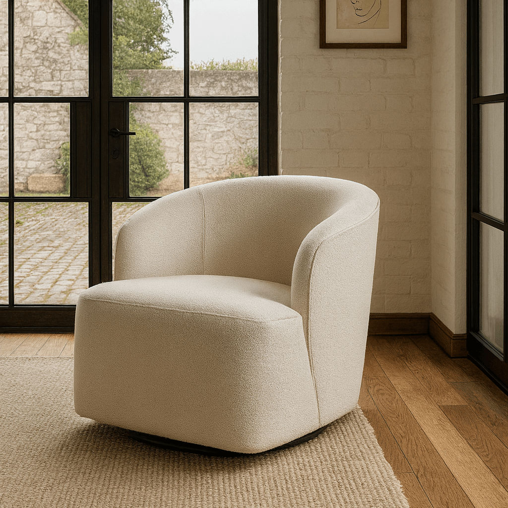 Stow Swivel Chair in Off-White by Keiichi