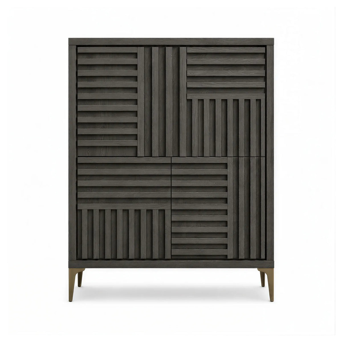 Kyoto Grey Oak Wood & Brushed Brass Cabinet Berkeley Designs