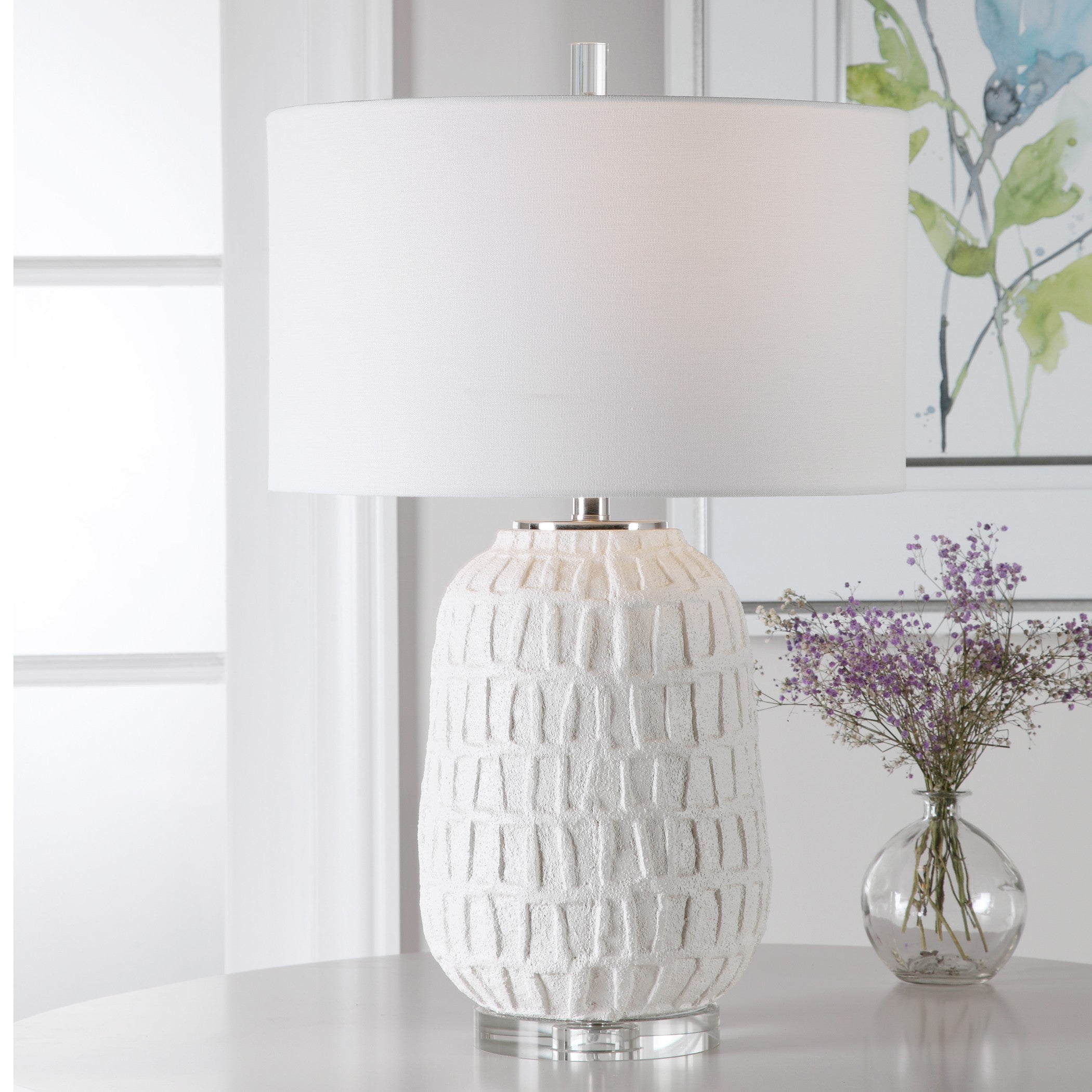 Caelina Textured White Table Lamp by Uttermost