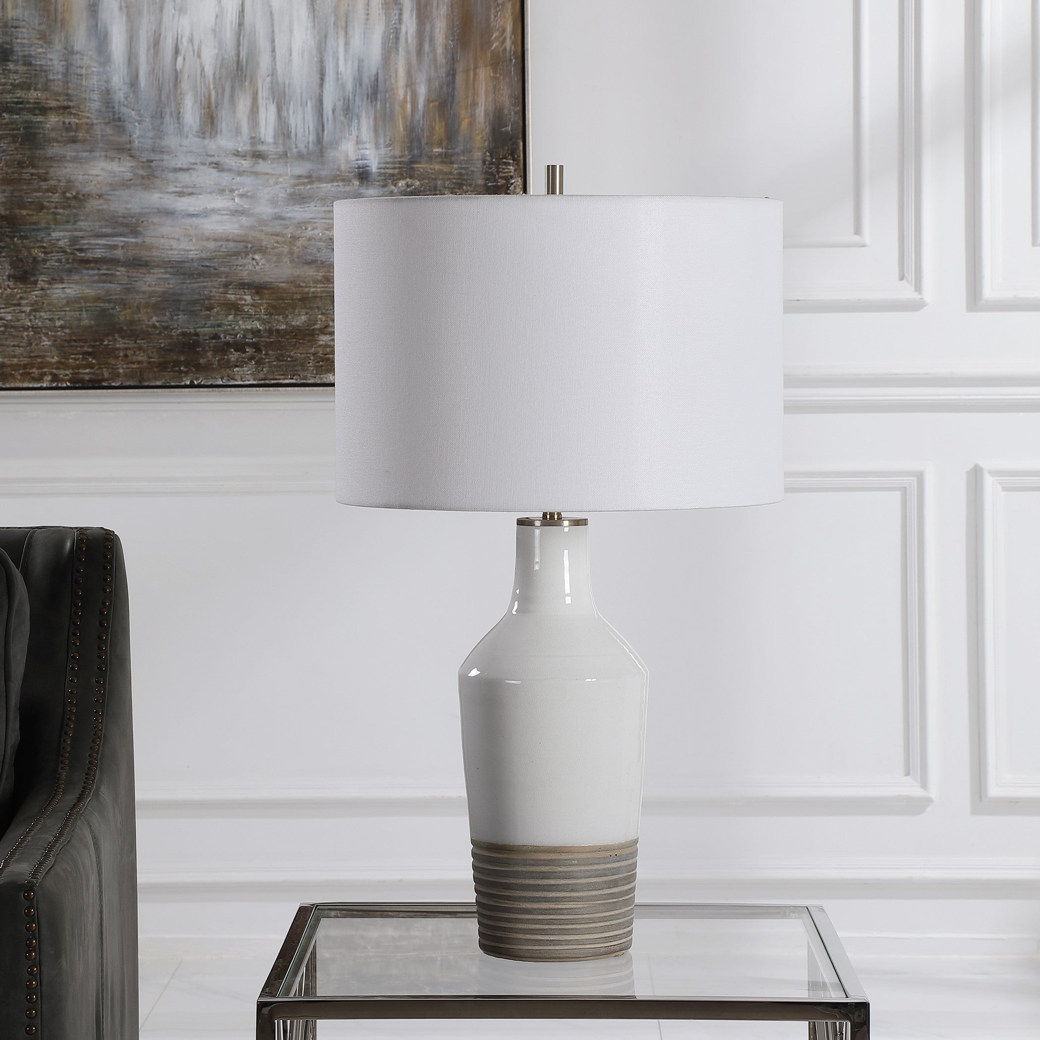 Dakota White Crackle Table Lamp by Uttermost