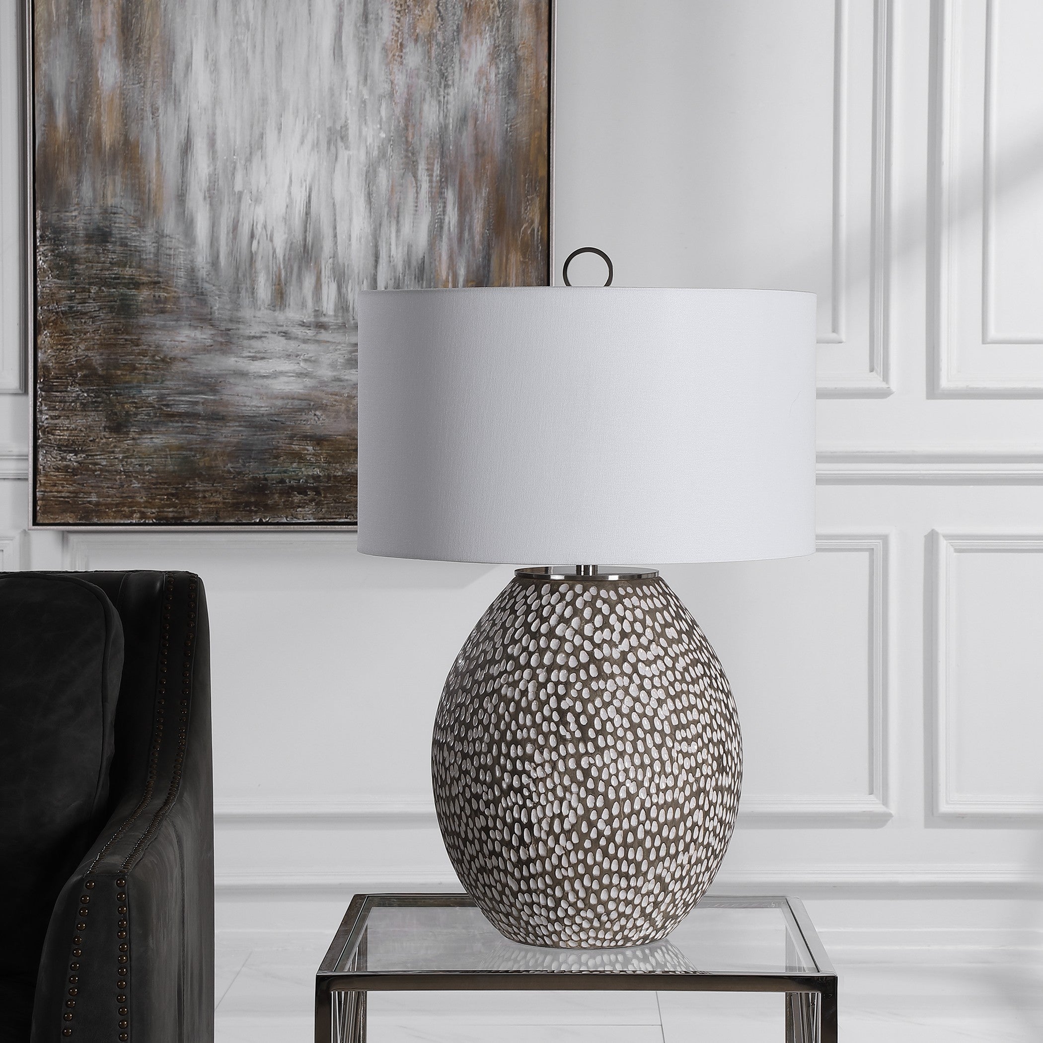 Cyprien Grey White Table Lamp by Uttermost