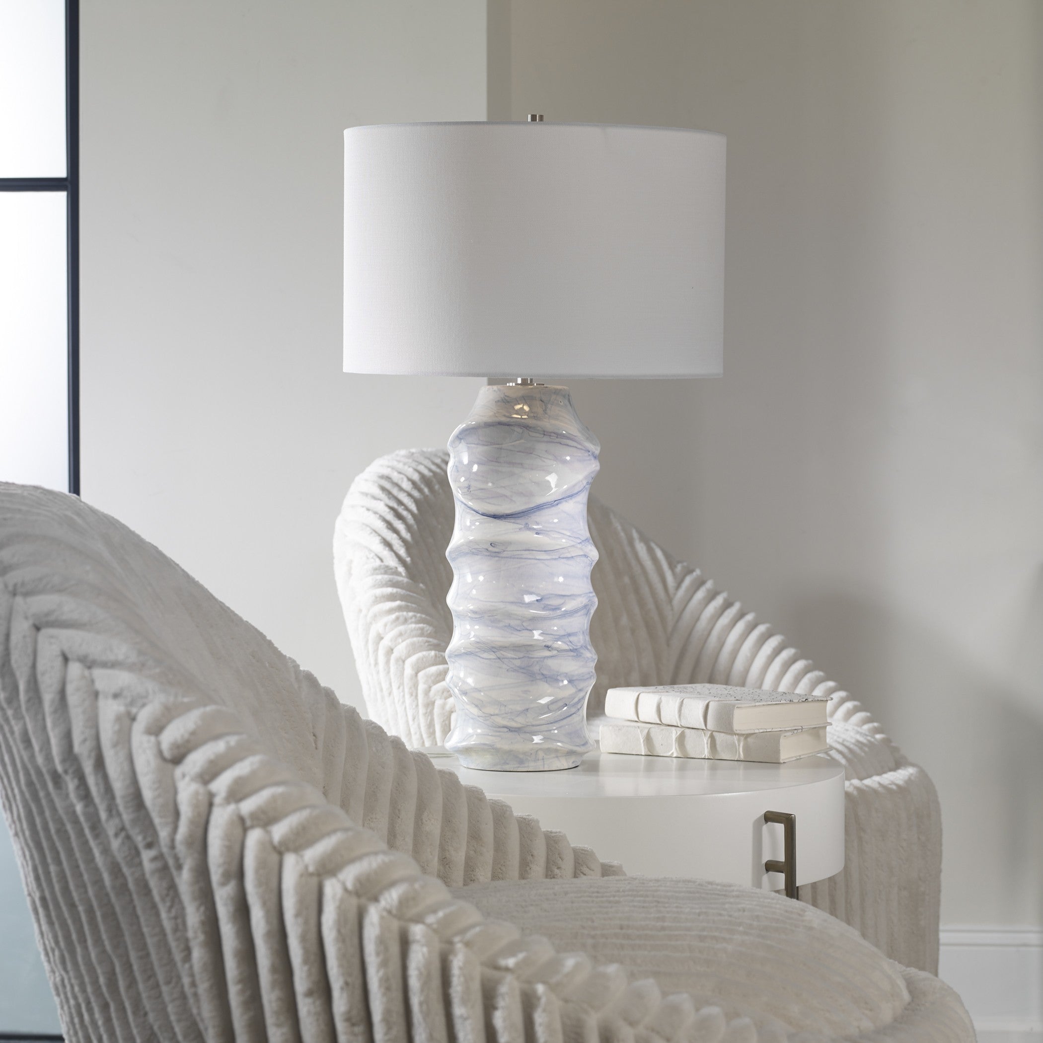 Waves Blue & White Table Lamp by Uttermost
