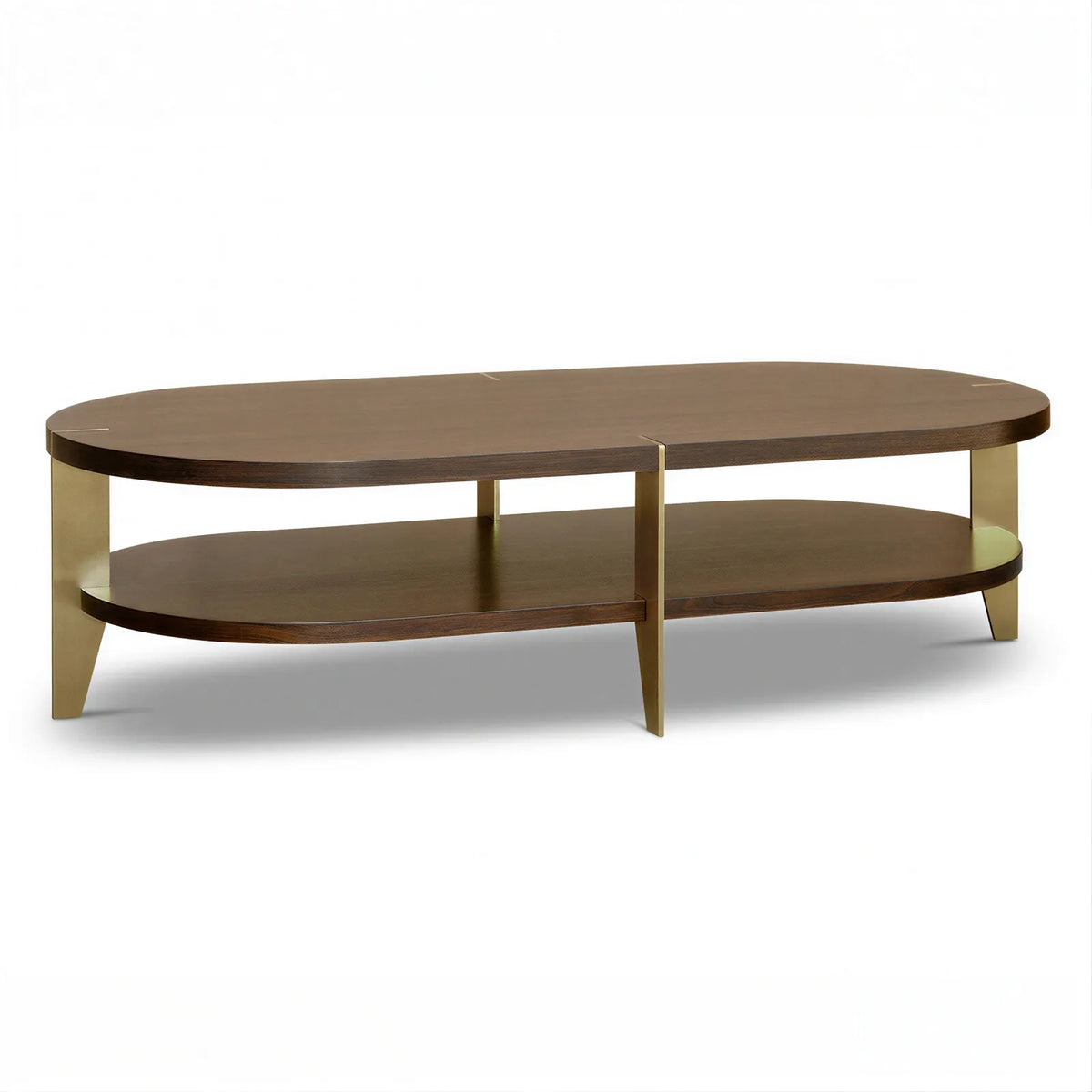 Malibu Coffee Table Walnut Wood Veneer & Brass Frame Berkeley Designs