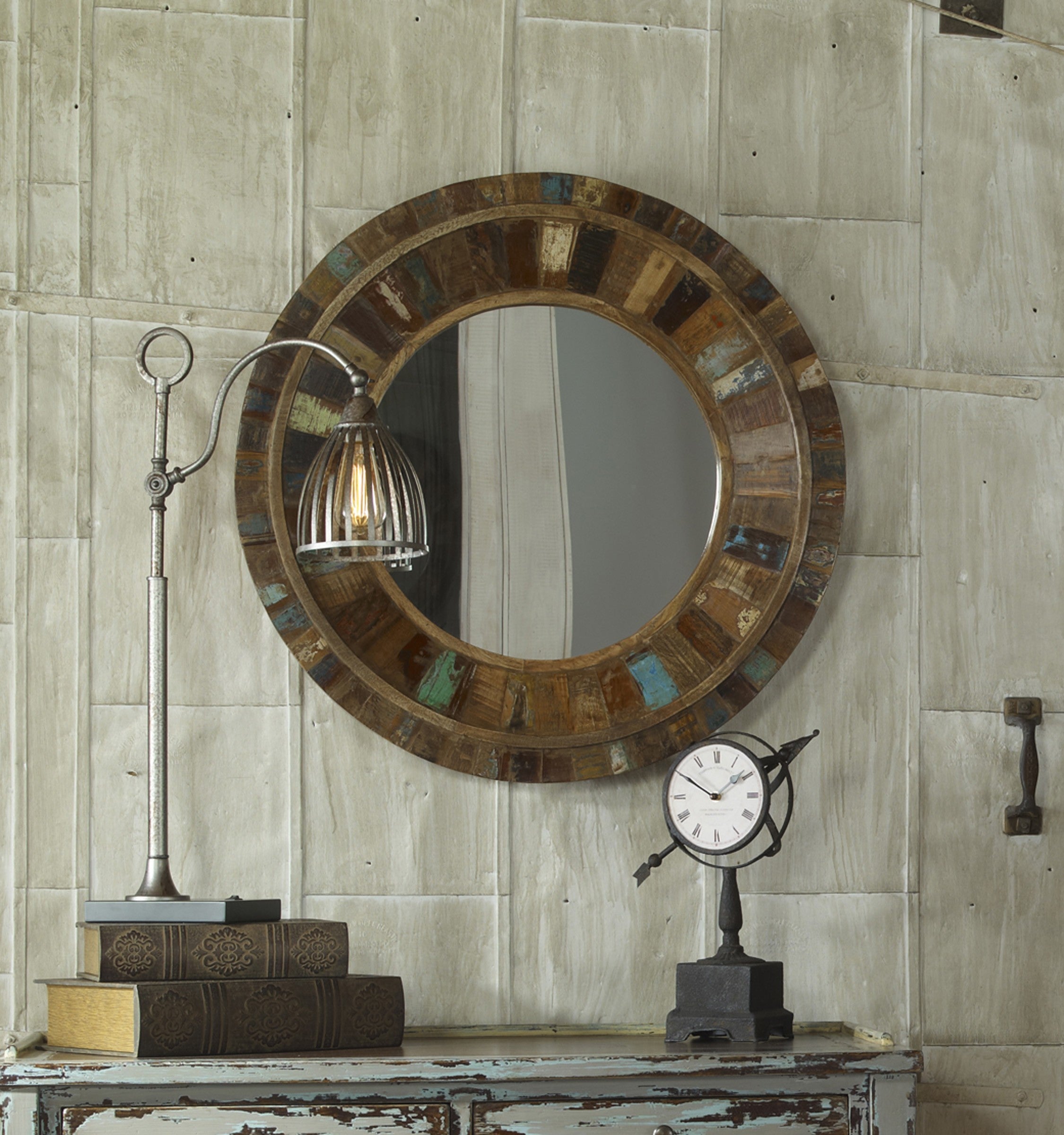 Jeremiah Round Wood Mirror by Uttermost