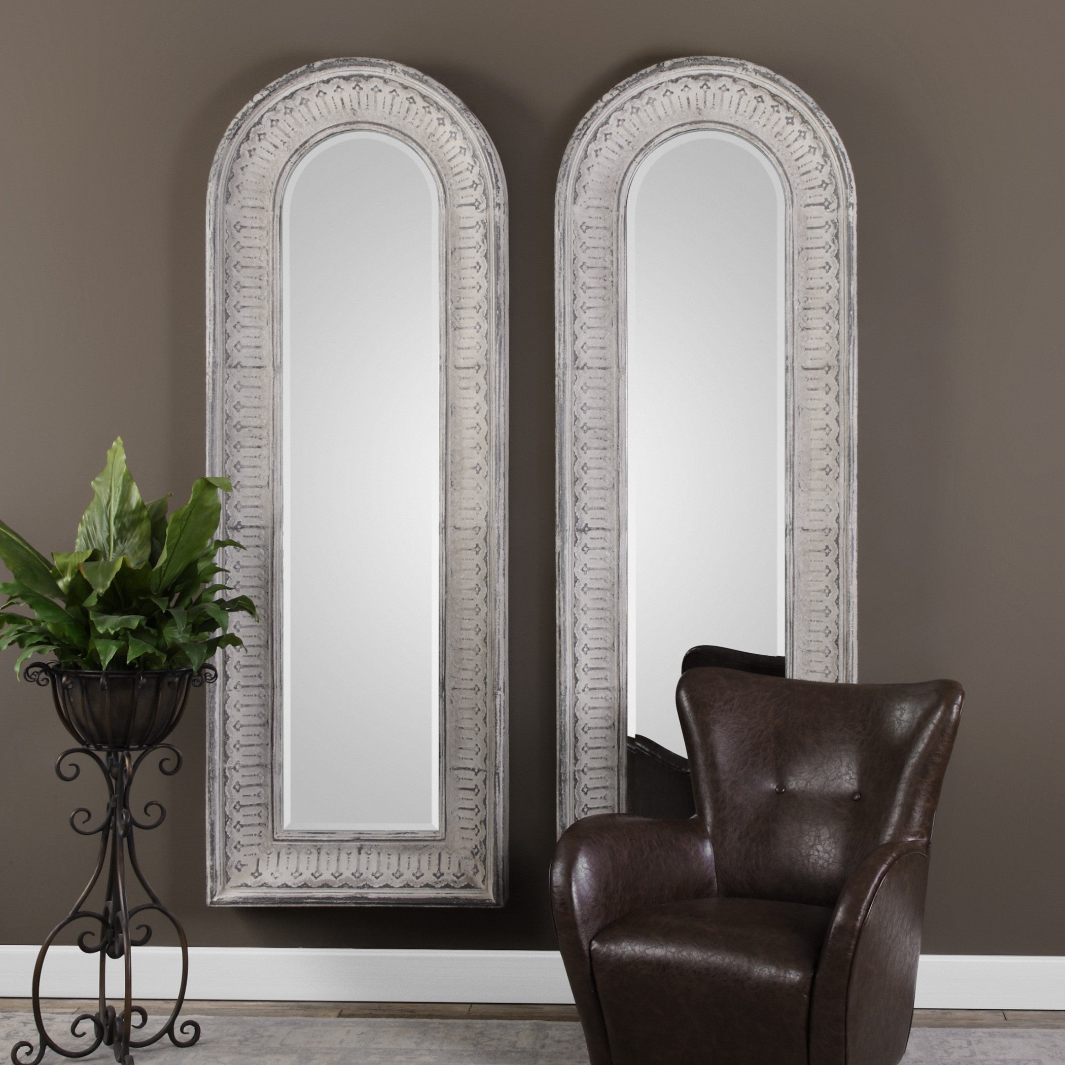 Argenton Aged Gray Arch Mirror by Uttermost
