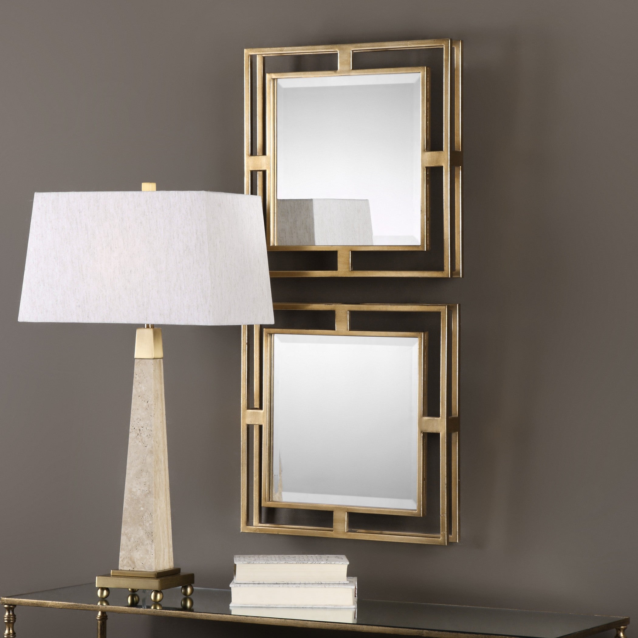 Allick Square Mirrors in Gold - Set of 2 by Uttermost