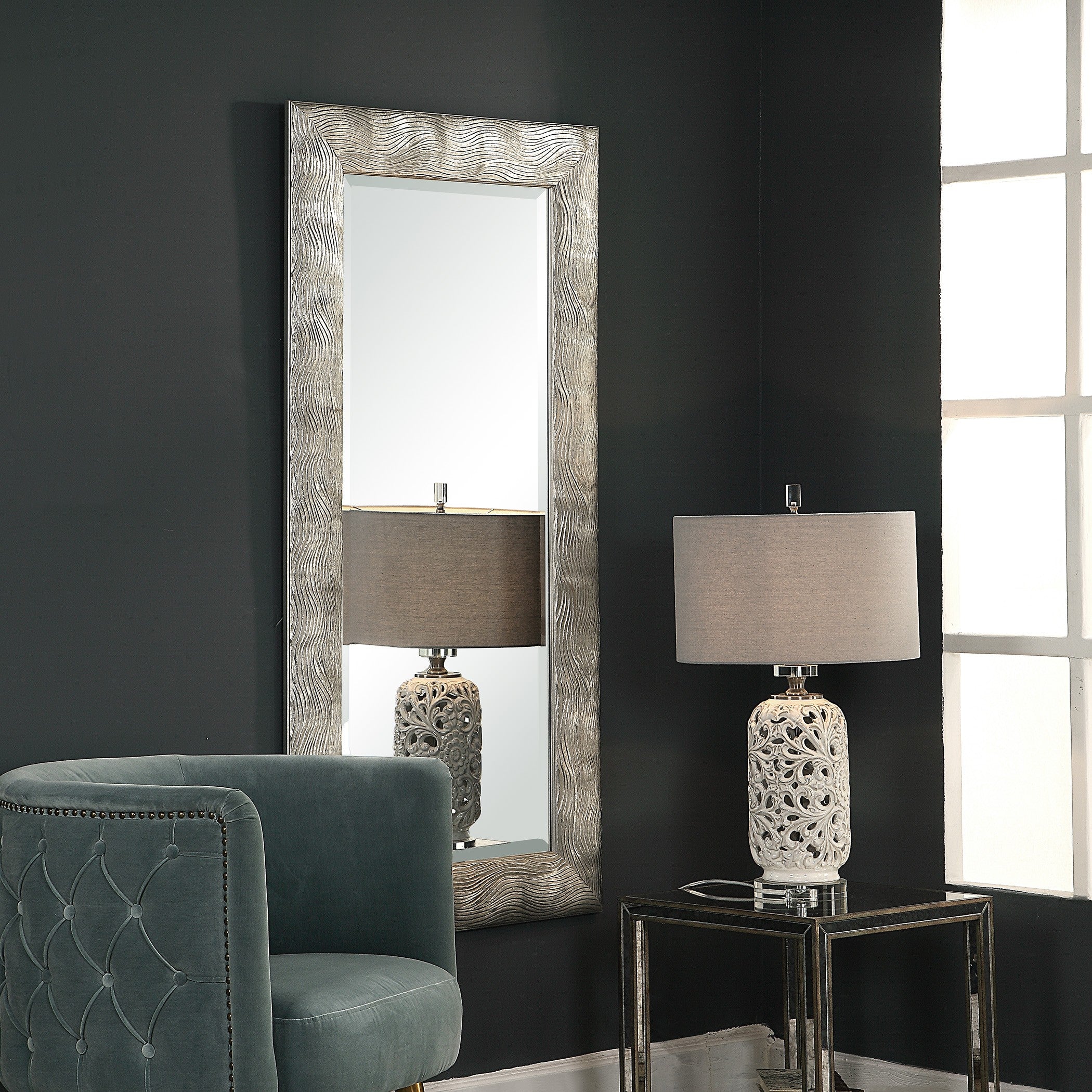 Maeona Metallic Silver Mirror by Uttermost