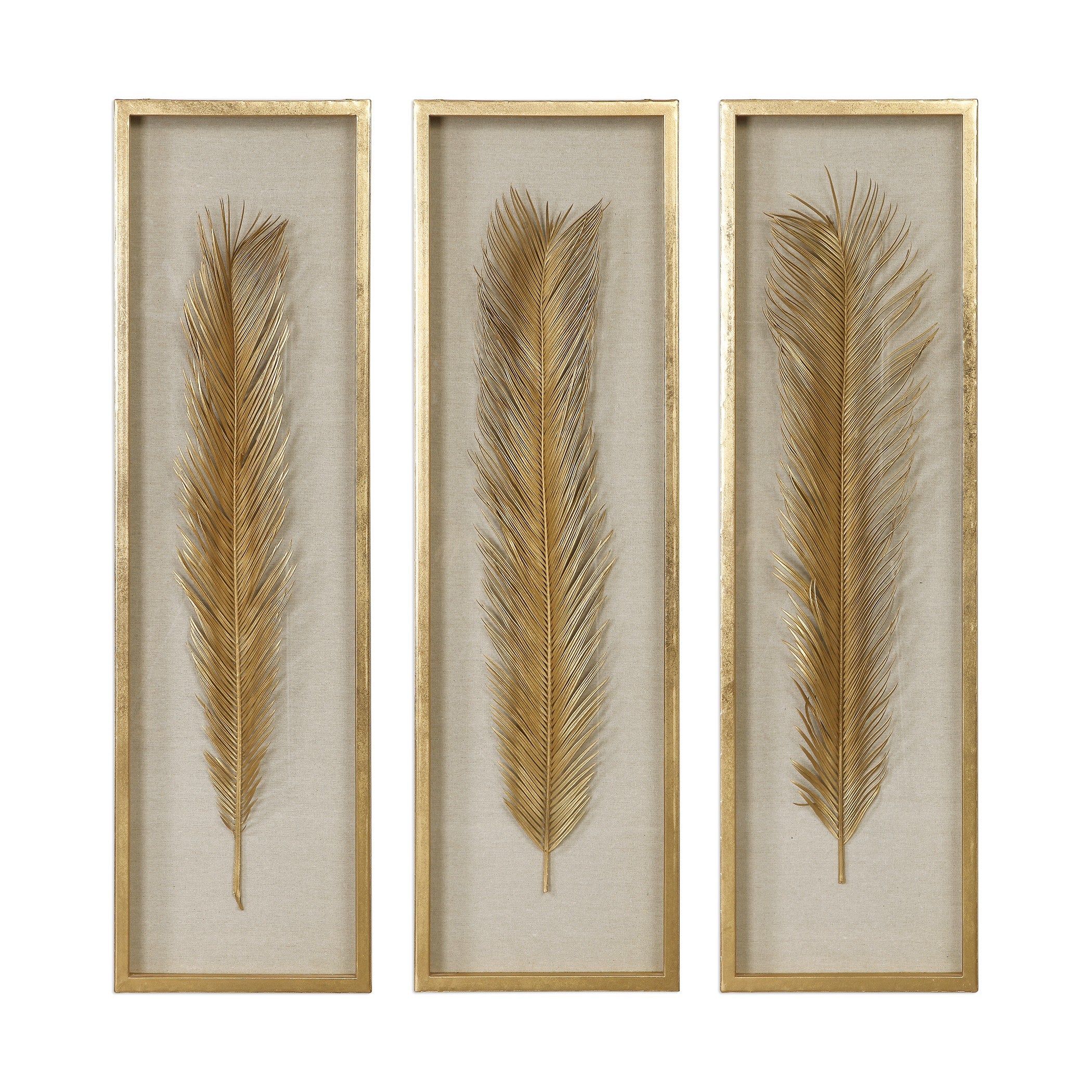 Palma Gold Leaf Shadow Box - Set of 3 by Uttermost