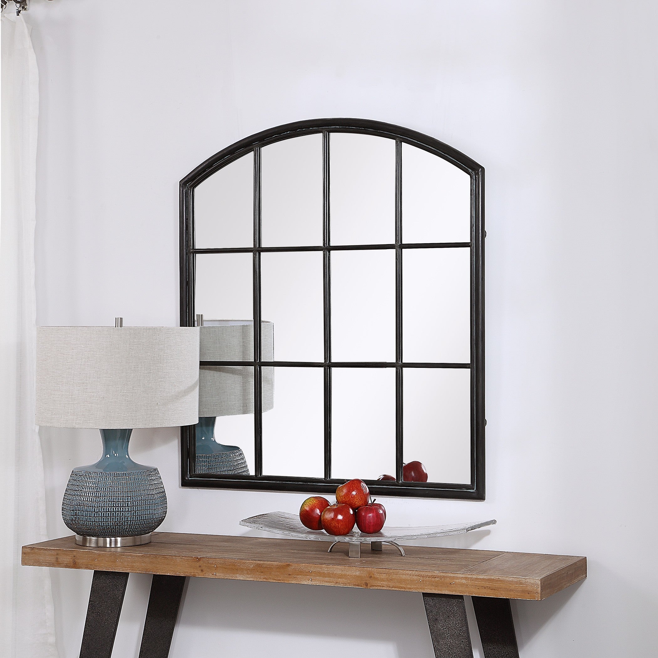 Lyda Aged Black Arch Mirror by Uttermost