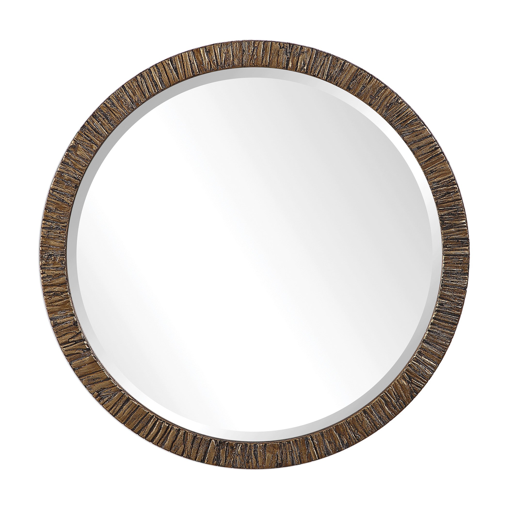 Wayde Gold Bark Round Mirror by Uttermost